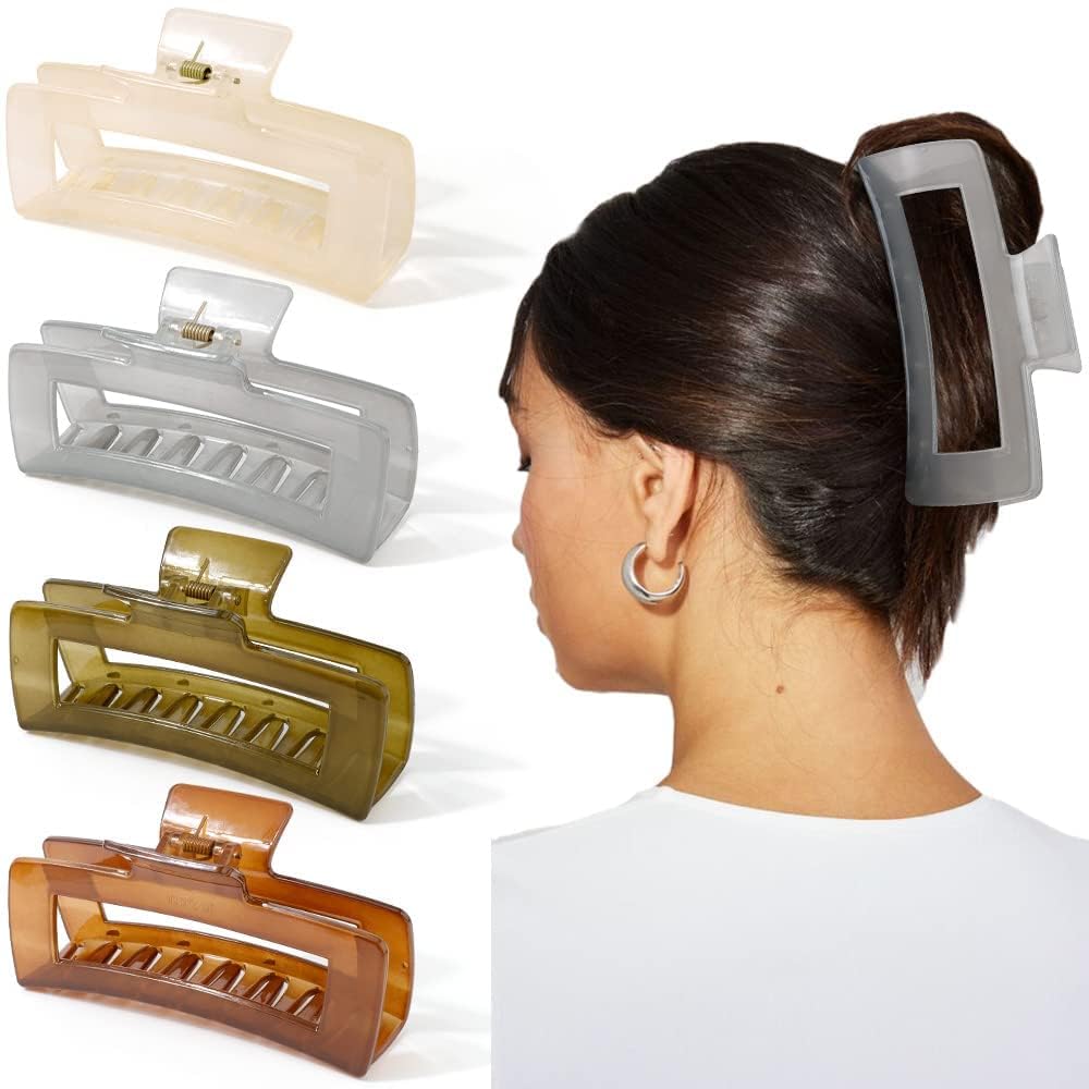 Vidya Fashions Large Butterfly Hair Claw Clips for Women - Jelly Hair Clips for Girls, Hair Accessories for Long Thick Hair (4 Colors) - Perfect for Work, Parties, and Everyday Styling