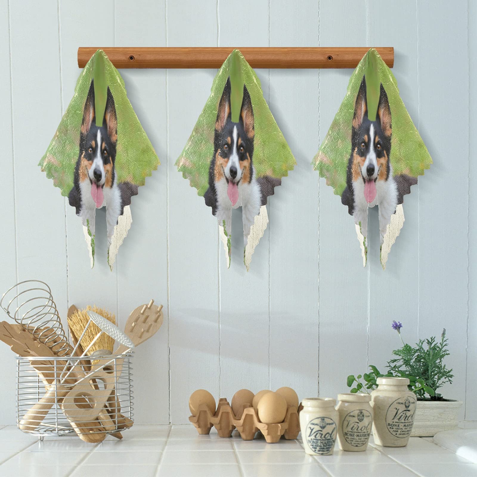 SUABO 6 Pack Welsh Corgi Kitchen Towels - Absorbent Reusable Cleaning Cloths for Dishes, Countertops & Household Chores | Cute Dog Design Home Decor Gift