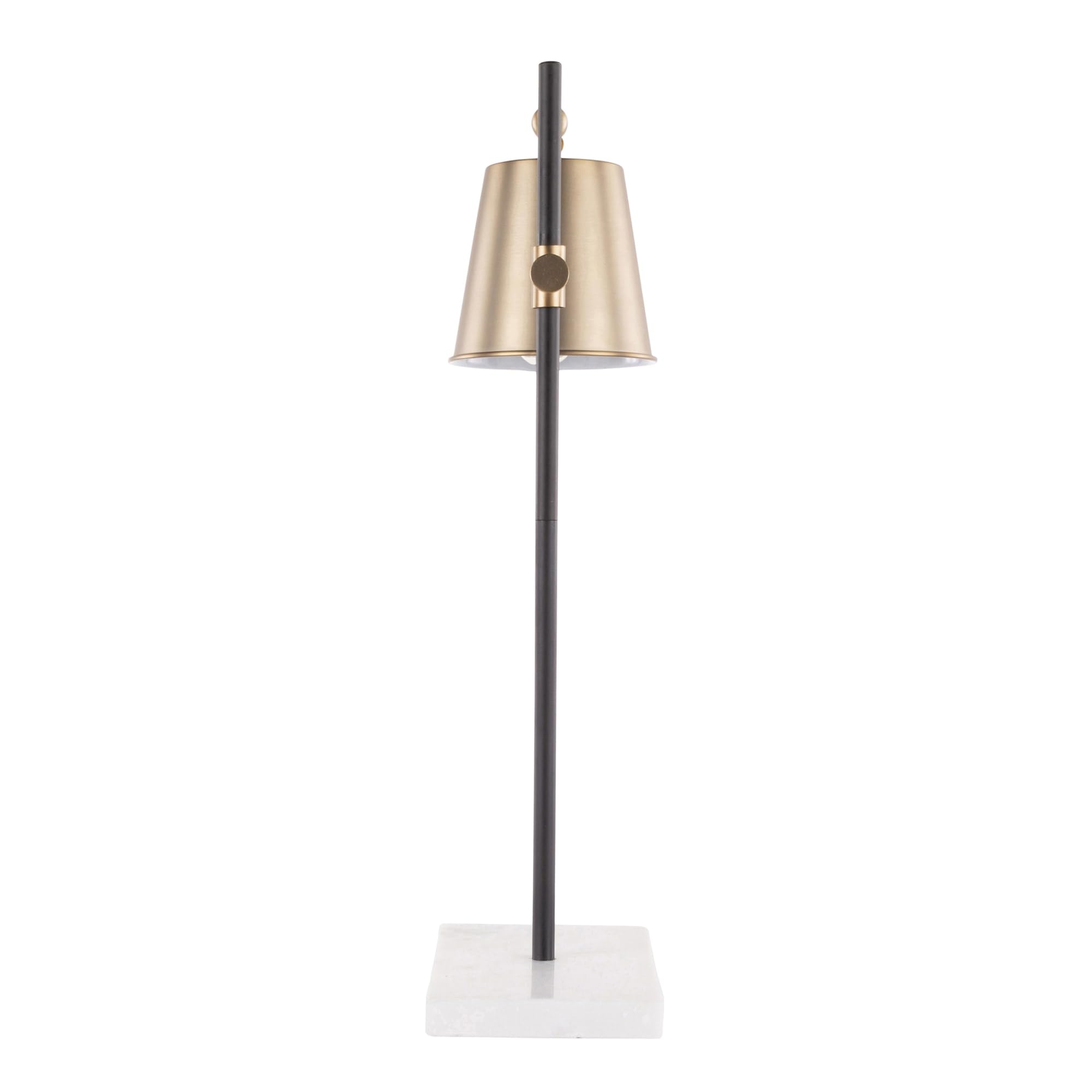 Modern Metric Table Lamp - Adjustable Brass & White Desk Lamp for Nightstand, Bedside, Living Room | Perfect for Reading, Working, and Ambient Lighting