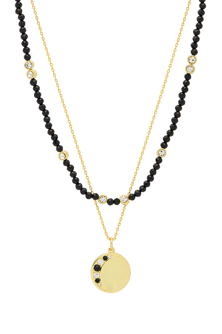 Double Chain Moon Necklace for Women - Elegant Crescent Moon Pendant Jewelry - Perfect for Date Night, Gift Giving & Everyday Wear