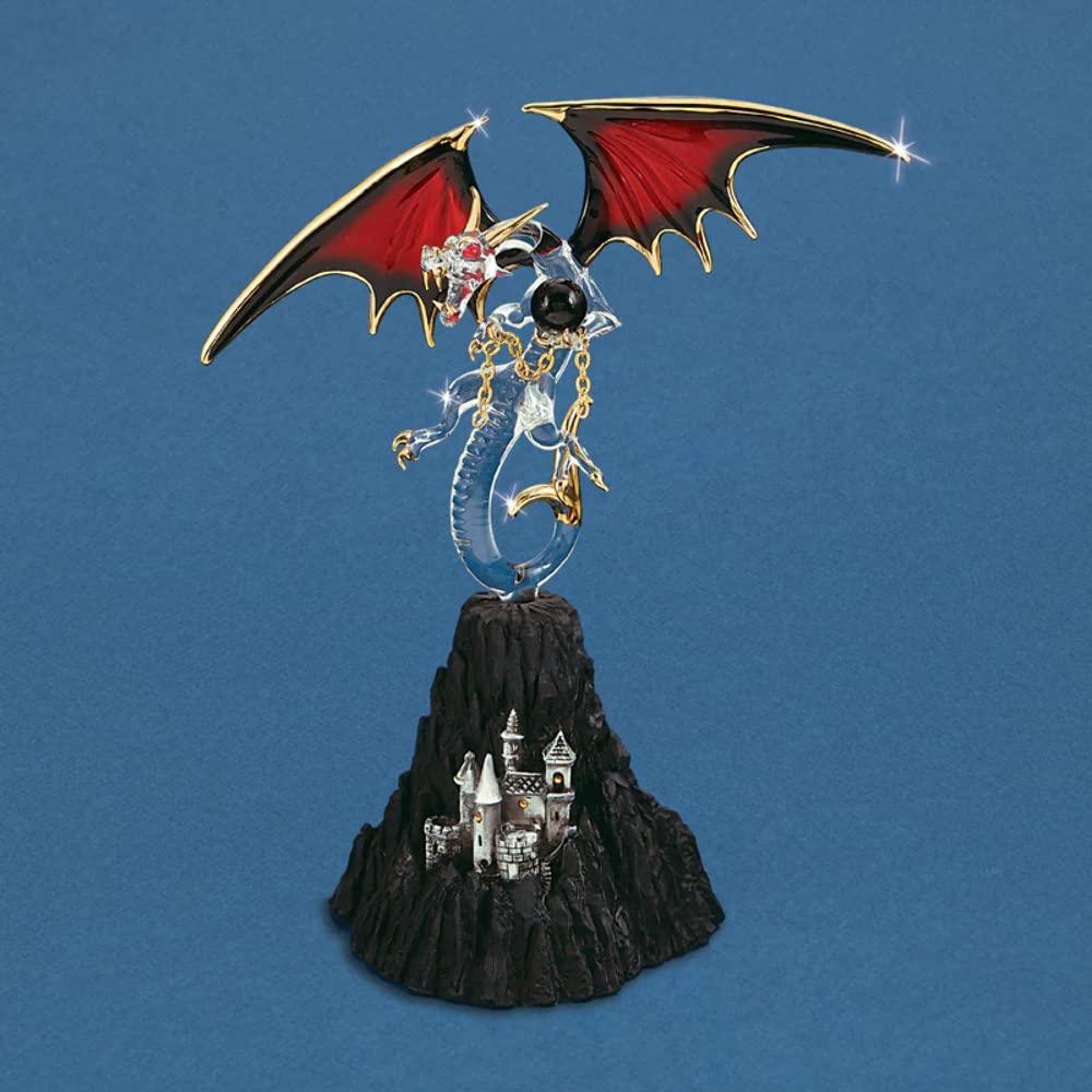 Black Magic Dragon Glass Figurine - Handcrafted Collectible for Home Decor, Gifts & Fantasy Displays