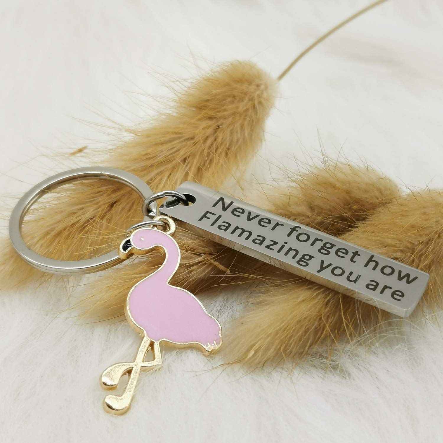 Flamingo Keychain for Women - Motivational Gifts with 'Never Forget How Flamazing You Are' Message - Perfect for Birthday, Graduation, and Friendship Gifts