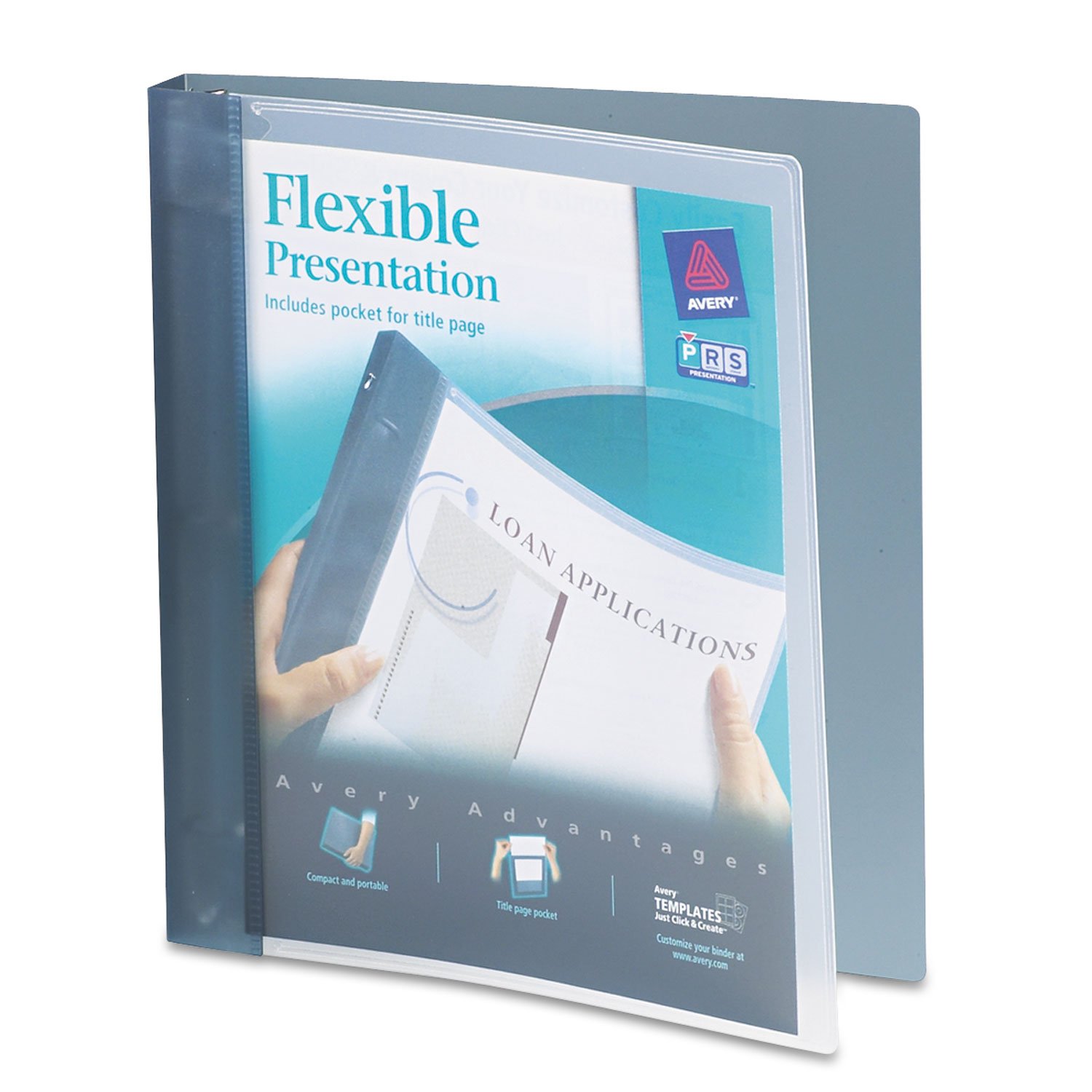 Avery Flexible View 3 Ring Binder - 1 Inch Round Rings, Clear Front Customizable Cover with Solid Gray Back - Ideal for School, Office & Home Organization (17676)