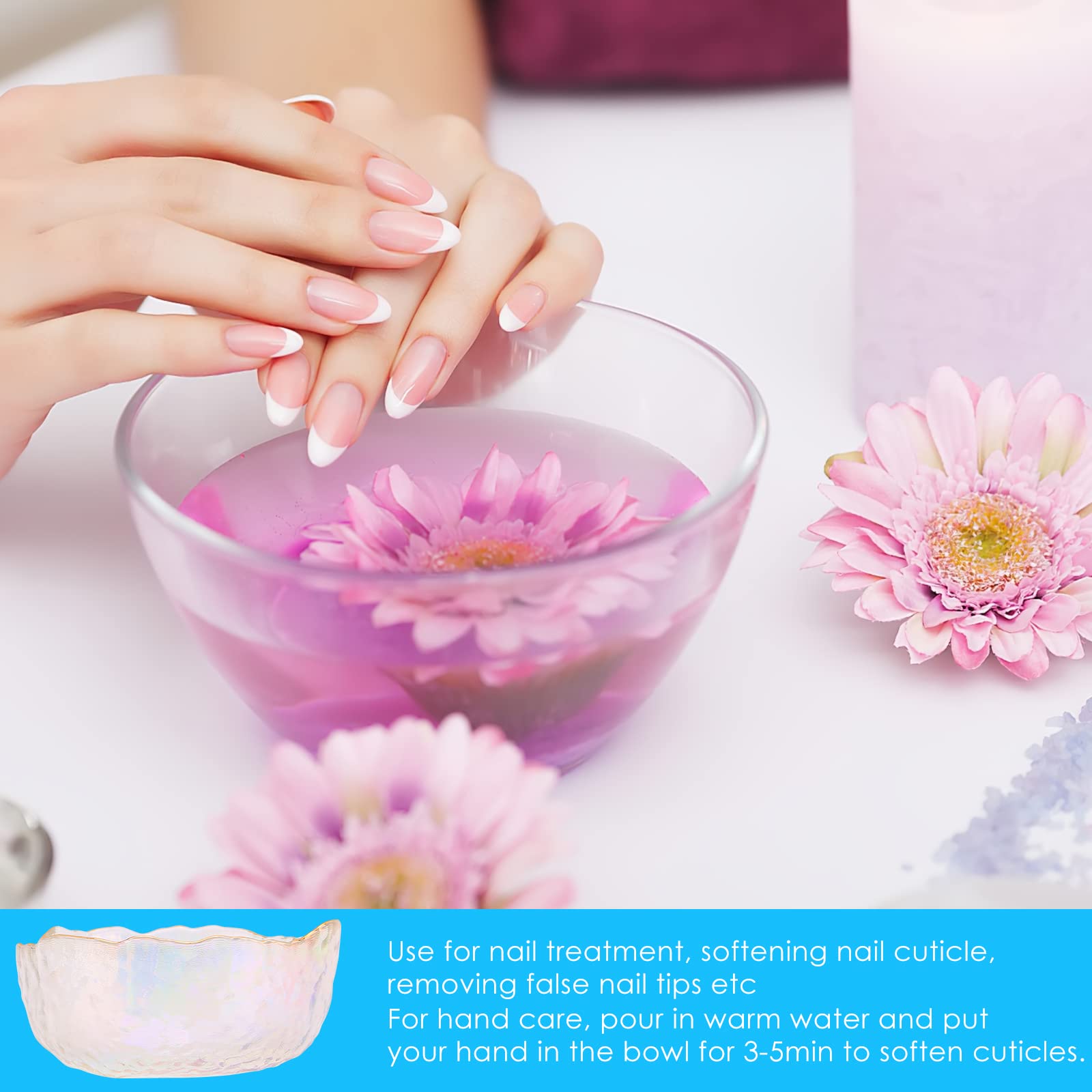FAMKIT Glass Nail Soaking Bowl - Professional Manicure & Pedicure Soak Bowl for Nail Polish Removal, Acrylic Nail Treatment, Hand & Foot Spa - Perfect for Home Salons & Nail Art Enthusiasts
