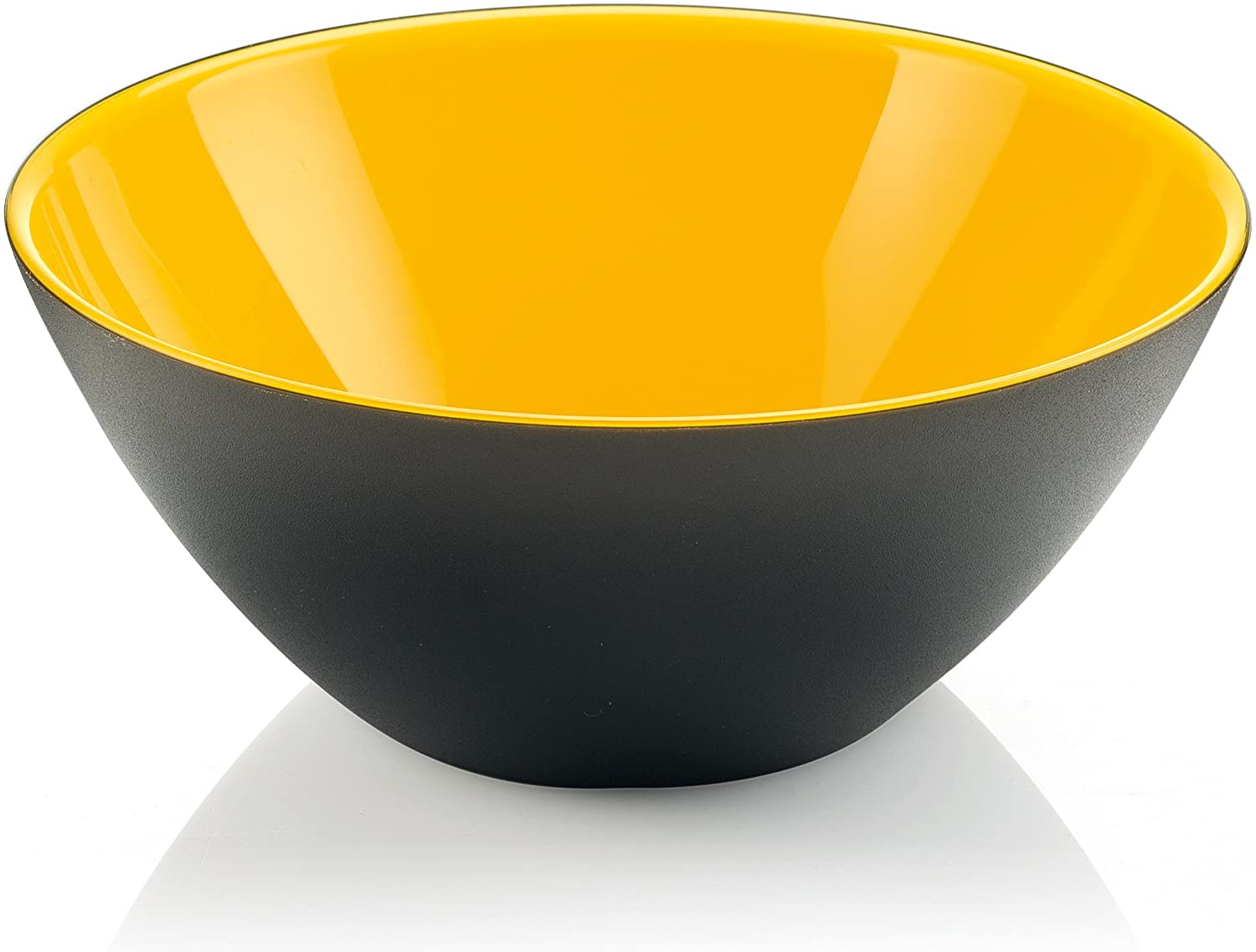 Guzzini My Fusion Small Bowls Set of 2 - BPA Free Shatterproof Acrylic Bowls (4.75 Inch Diameter) for Desserts, Soups & Side Dishes - Yellow & Black - Perfect for Party Serving, Kitchen Storage & Dining Table Decor
