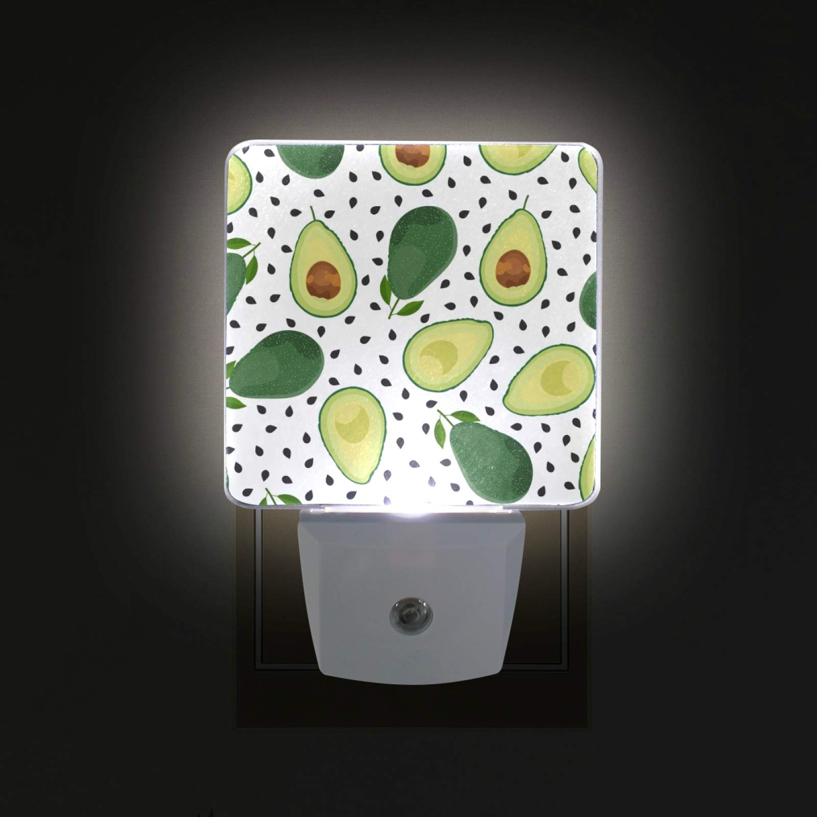 Vikko Avocado Dot Fruit Night Light Plug in 2 Pack - LED Dusk to Dawn Sensor Nightlight for Kids & Adults - Perfect for Bedroom, Nursery, Living Room, Hallway & Home Decor - Energy Saving Night Lamp for Safety & Ambiance