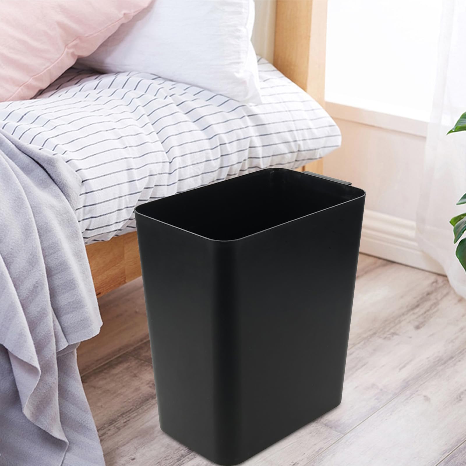 Qskely 3-Pack 4.5 Gallon Plastic Trash Cans with Lid, Small Office Wastebasket for Desk, Kitchen, Bathroom - Durable & Space-Saving Black Garbage Bins for Home & Office Use