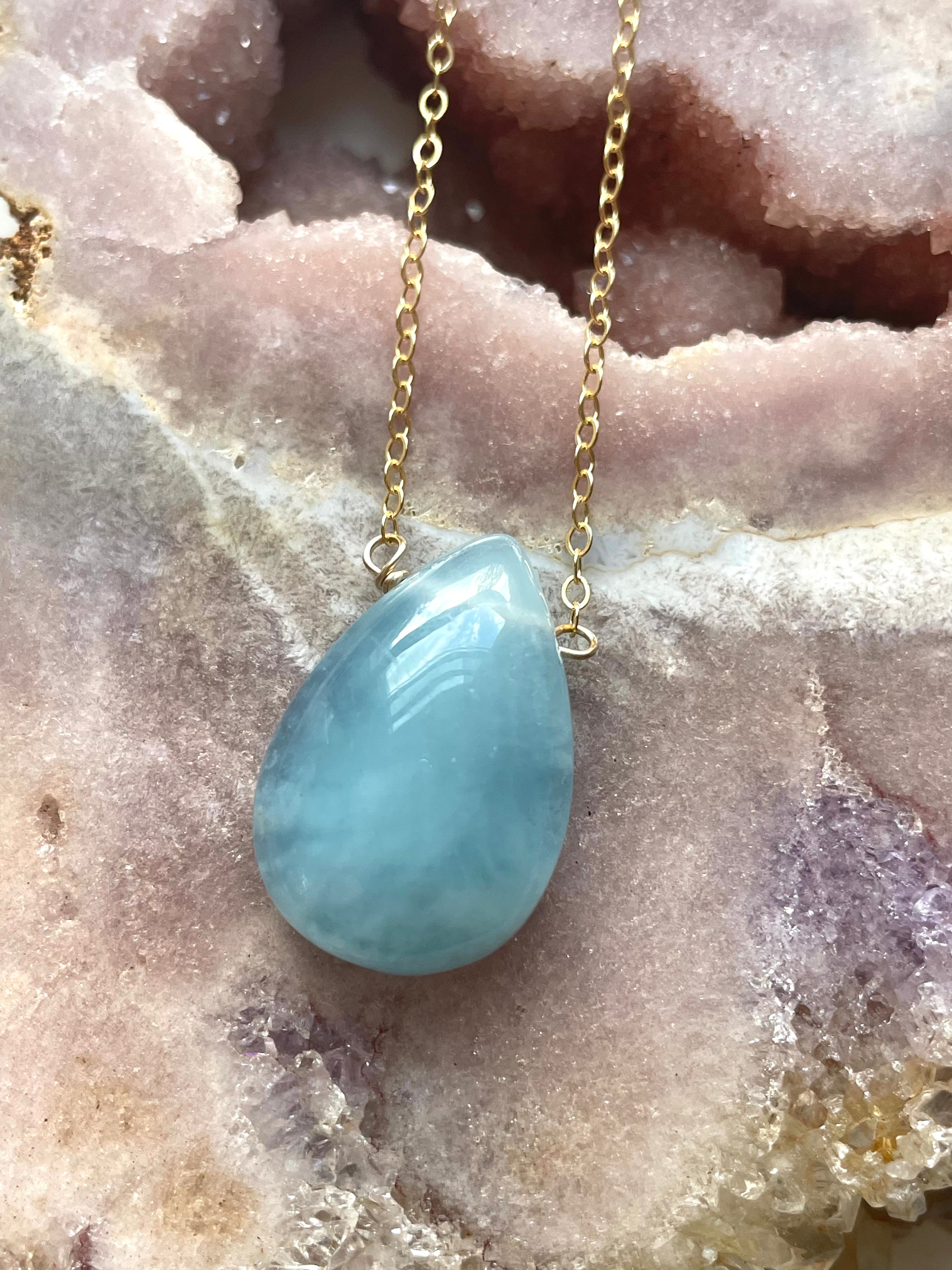 Blue Aquamarine Necklace in Gold Filled - Elegant Jewelry for Women, Perfect Gift for Birthday, Anniversary & Special Occasions