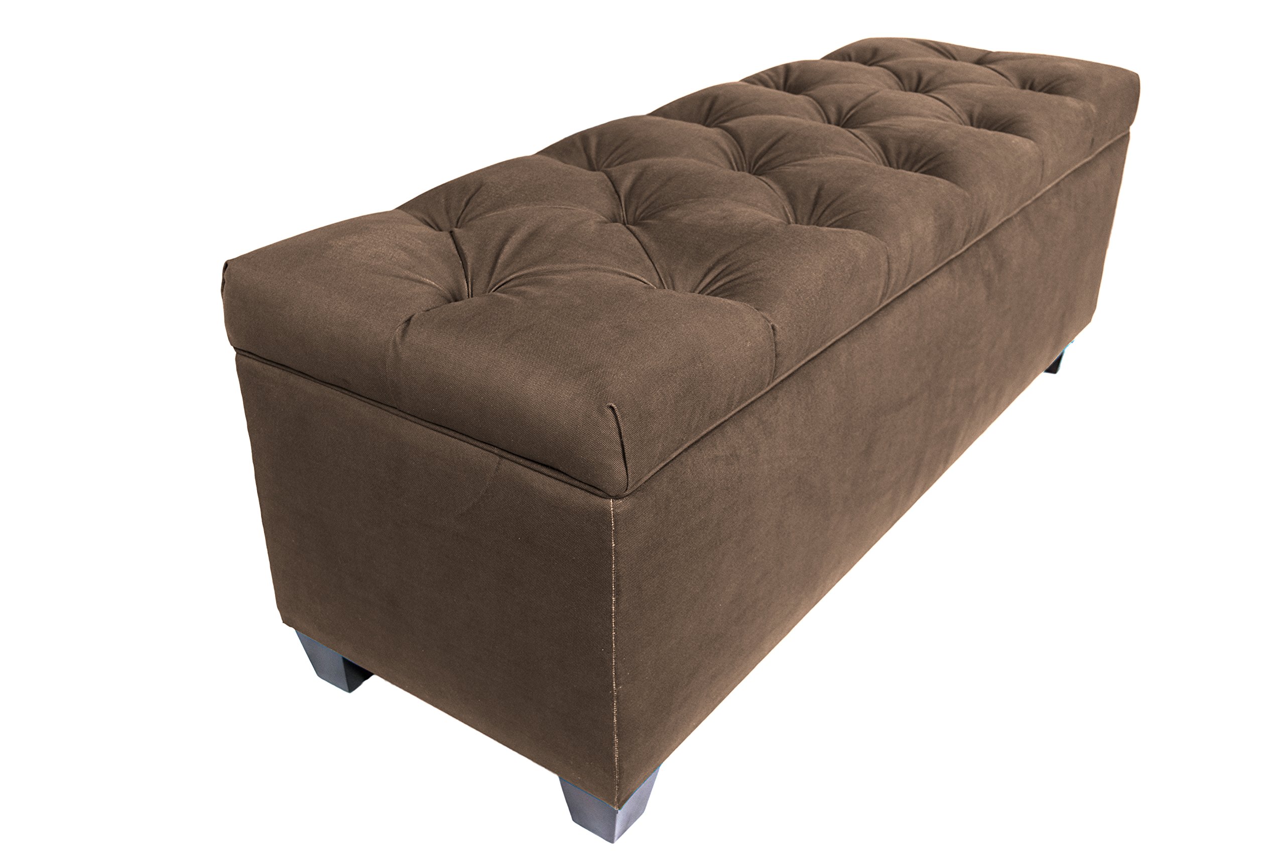MJL Furniture Designs Obsession Upholstered Storage Bench - Brown Upholstered Ottoman with Lift Top for Living Room, Bedroom & Entryway Storage