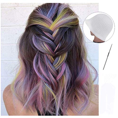 Reusable Silicone Hair Coloring Cap with Metal Hook - Highlighting Dye Cap for Men & Women (Multicolor, Pack of 1) | Perfect for DIY Salon Highlights, Balayage & Ombre at Home