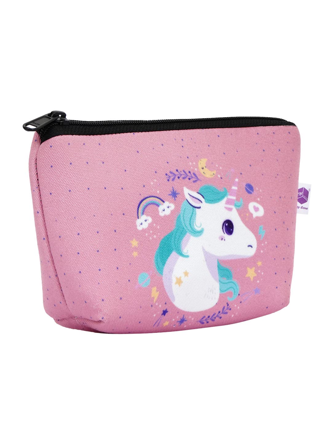 Crazyify Unicorn Printed Makeup Bag for Women - Waterproof Canvas Cosmetic Pouch with Zipper, Travel Toiletry Organizer for Makeup Brushes & Accessories | Perfect for Travel, Gym & Daily Use