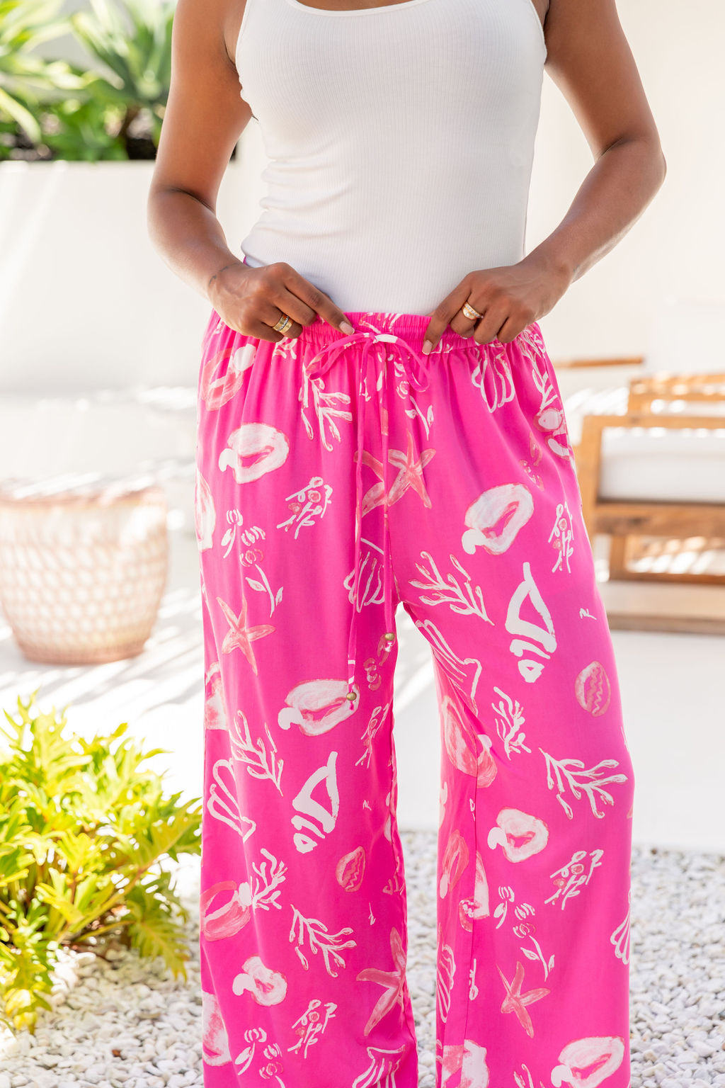 Gina Women's High-Waisted Yoga Pants with Ocean Life Print - Perfect for Yoga, Gym, and Casual Wear