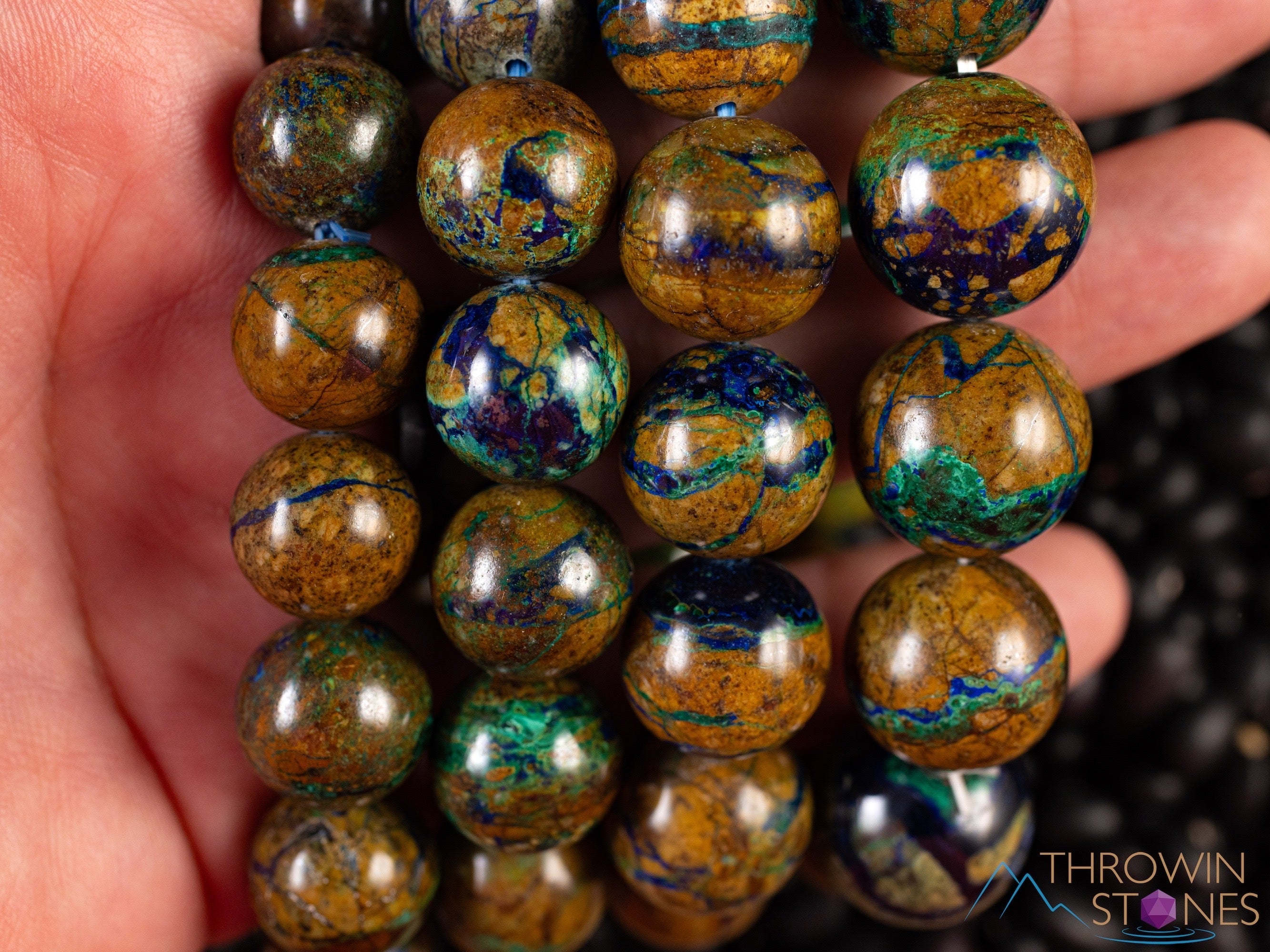 AZURITE MALACHITE Crystal Bracelet - Round Beads Handmade Healing Jewelry for Women | Spiritual Energy, Chakra Balancing & Stress Relief | Perfect for Meditation, Yoga & Daily Wear