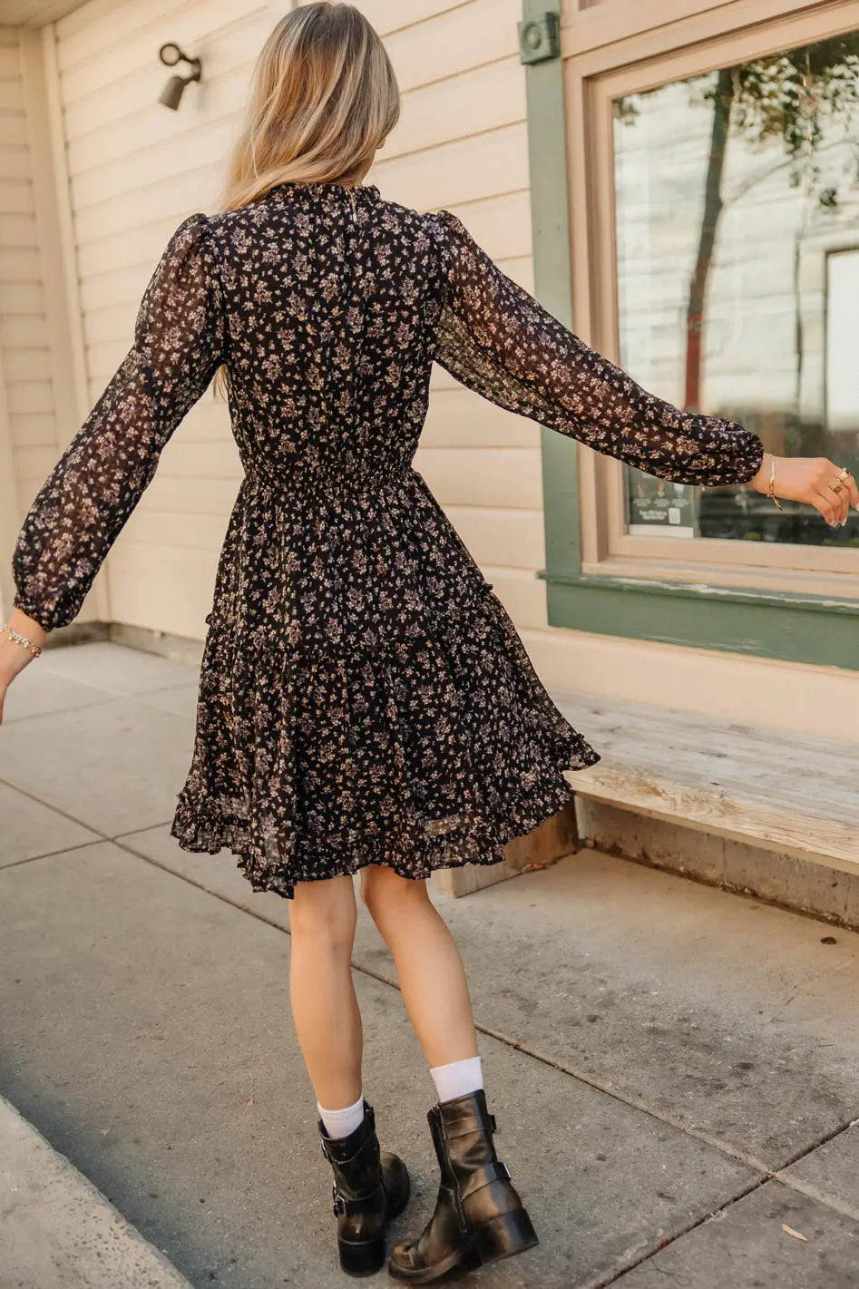 Layne Ruffled Floral Summer Dress for Women - Boho Chic Maxi Dress with V-Neck & Long Sleeves | Perfect for Beach Vacations, Date Nights & Outdoor Weddings