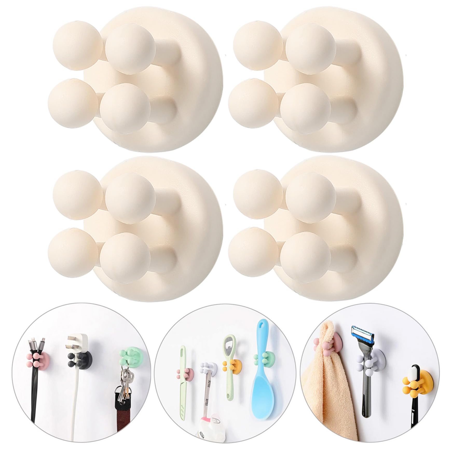 iBetterLife 4Pcs Silicone Toothbrush Holder - Self Adhesive Bathroom Organizer for Toothbrushes, Razors & Loofah | Wall Mounted Shower Storage for Kids, Kitchen, Living Room & Office | Space Saving & Waterproof Design for Daily Use