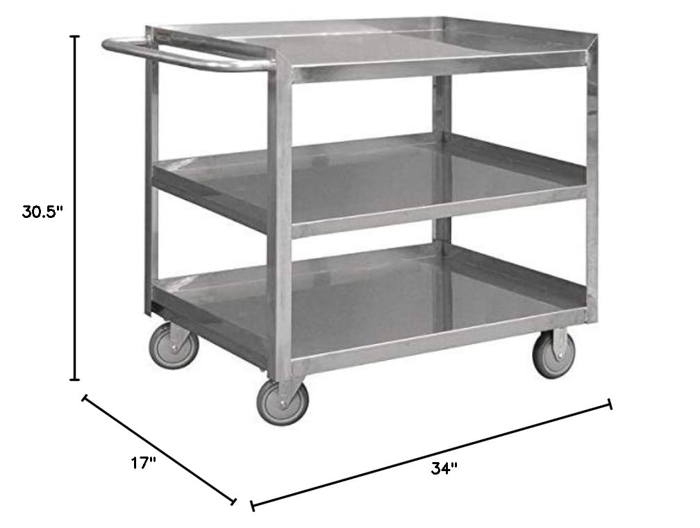 Heavy Duty 600 lb Capacity Utility Cart with Corrosion-Resistant Metal Shelves - Ideal for Warehouse, Garage, and Industrial Storage Organization