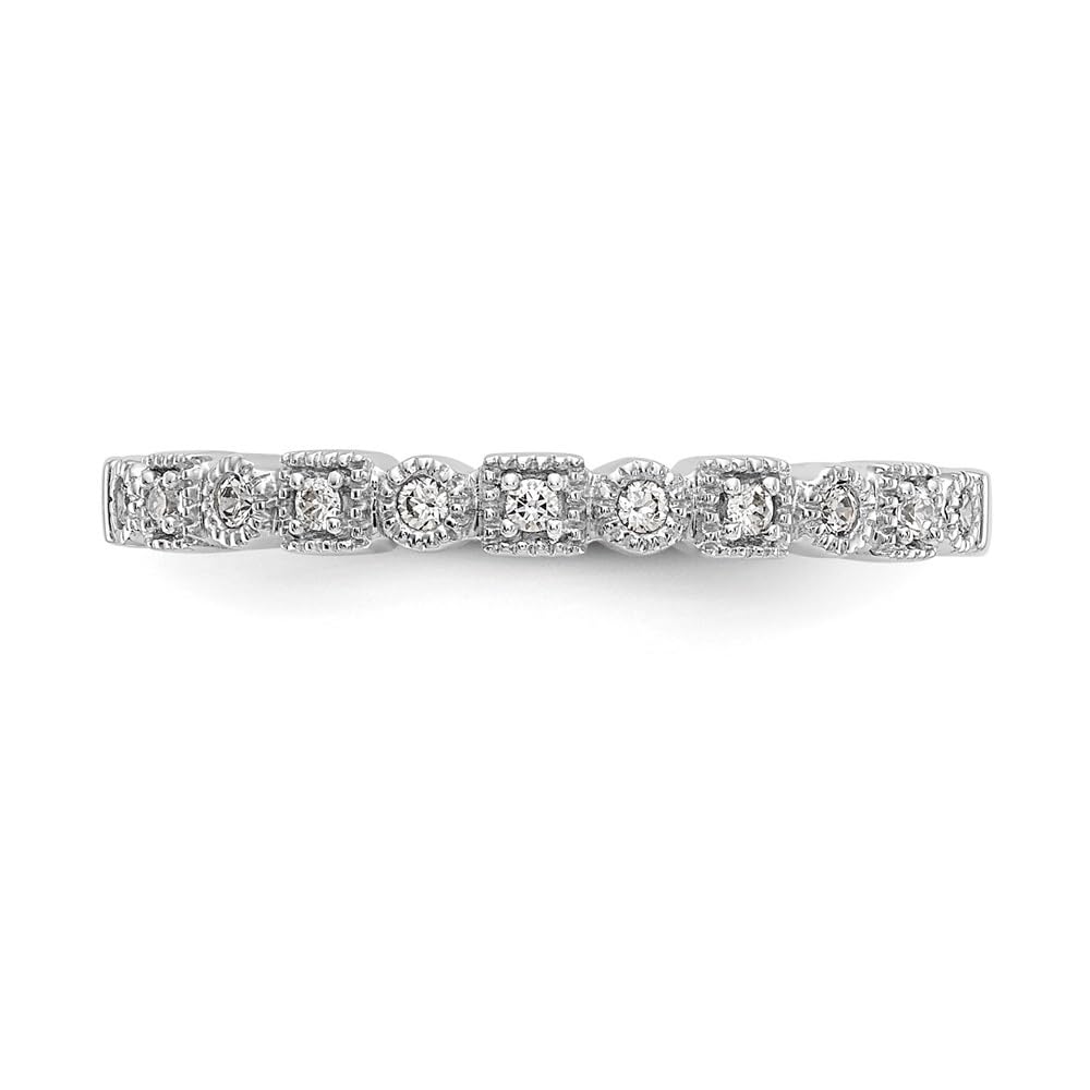 14K White Gold Diamond Band Ring for Women - 0.09Ct Round Cut Solitaire Wedding Ring, Anniversary Gift, Stackable Ring for Everyday Wear
