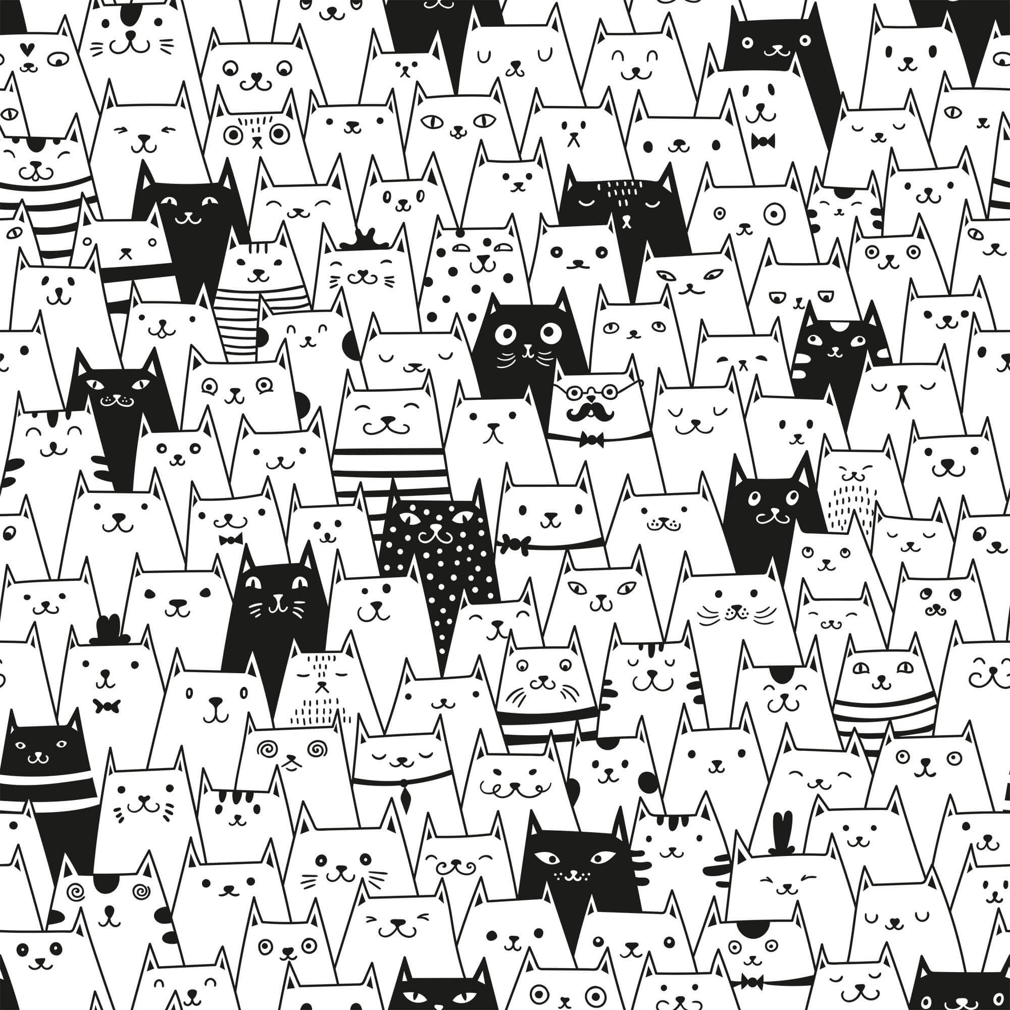 Black and White Geometric Animal Peel and Stick Removable Wallpaper - Self-Adhesive Decorative Wall Mural for Nursery, Bedroom, Living Room & Office Decor - Easy to Install & Remove