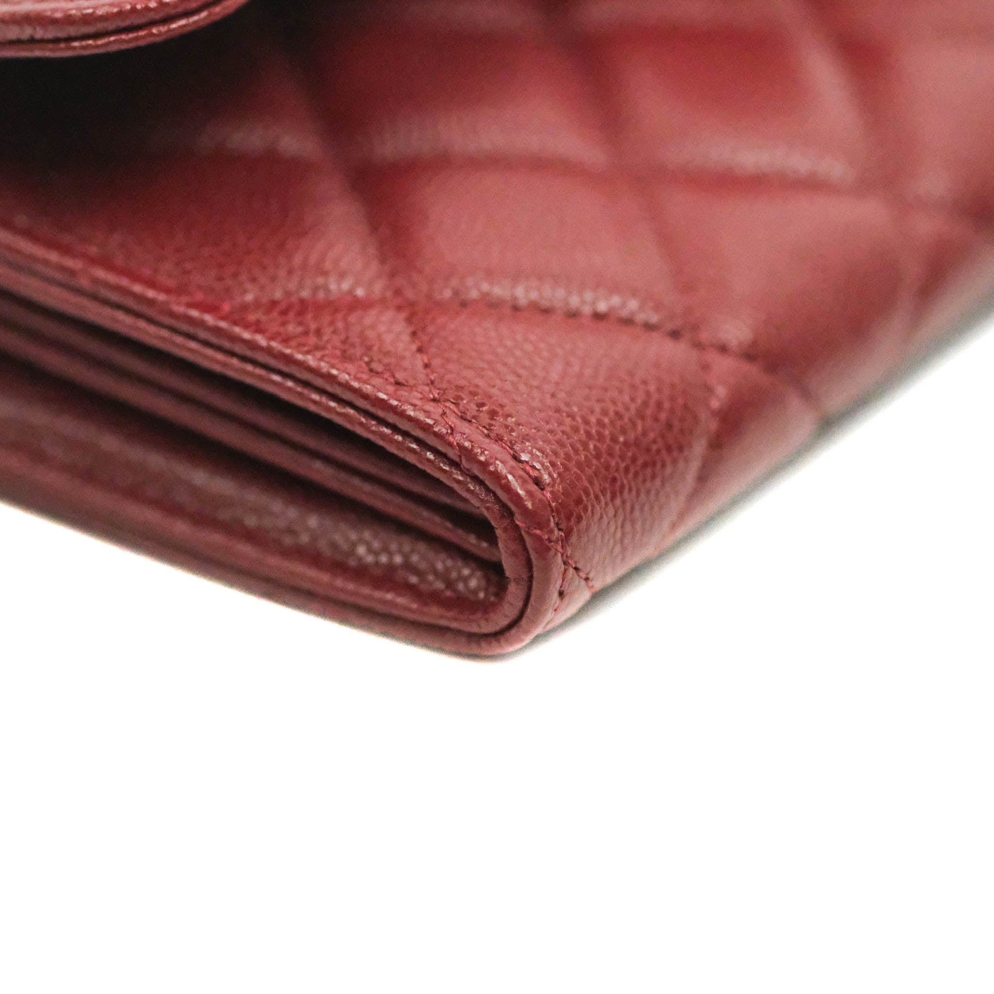 Chanel Caviar Quilted Long Flap Wallet in Burgundy with Gold Hardware - Luxury Leather Wallet for Women, Perfect for Everyday Use and Special Occasions