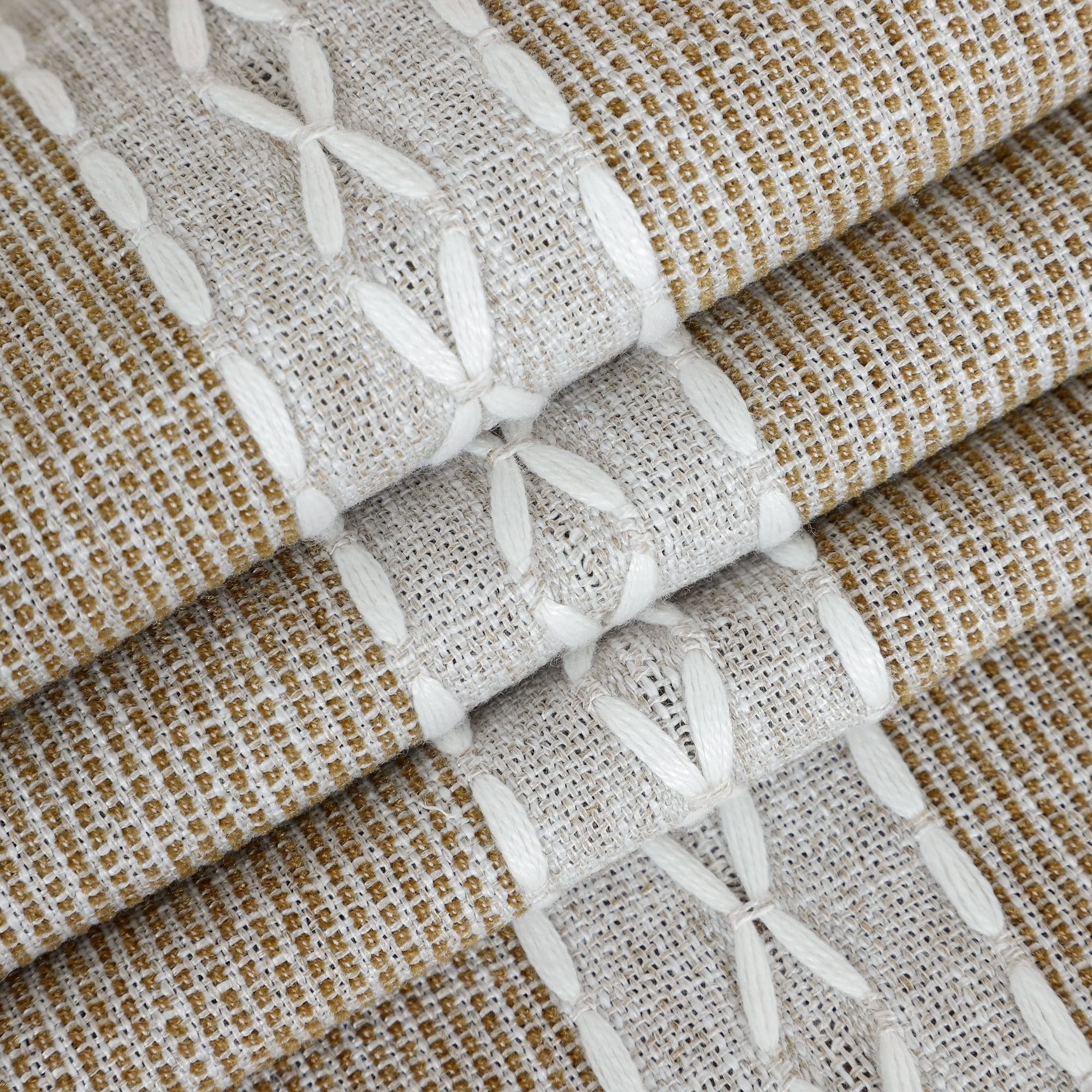 Farmhouse Braided Striped Table Runner - Rustic Embroidery Coffee Table Decor for Weddings, Holidays & Home - 13x48 Inch Brown - Perfect for Dining Tables, Centerpieces & Seasonal Decorations