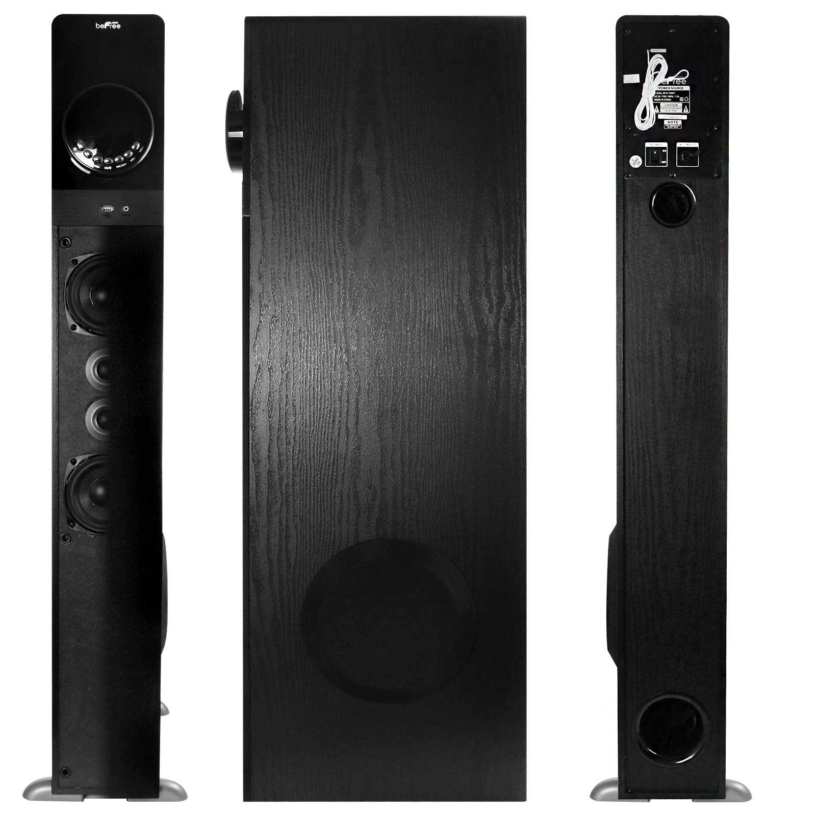 beFree Sound Bluetooth Tower Speaker - Wireless Portable Speaker with Powerful Bass, Black | Perfect for Home, Parties, and Outdoor Gatherings