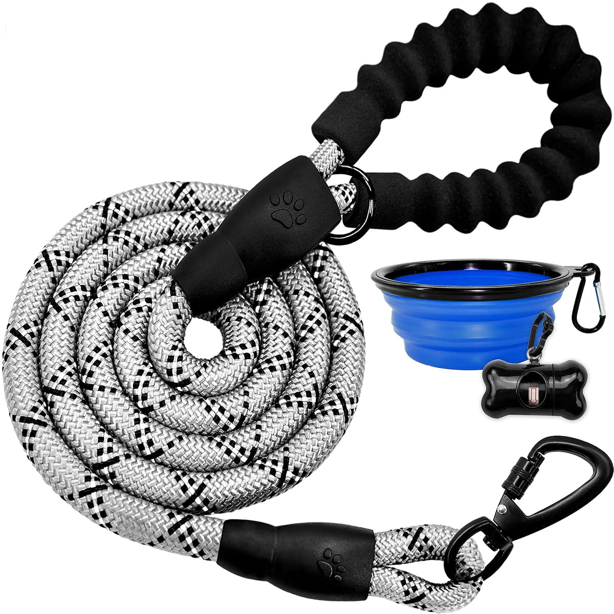 BARKBAY Heavy Duty Dog Leash for Large Dogs - 4/5/6 FT Durable Reflective Leash with Comfortable Padded Handle - Perfect for Walking, Training, Running & Night Safety (5FT-1/2'', Gray)