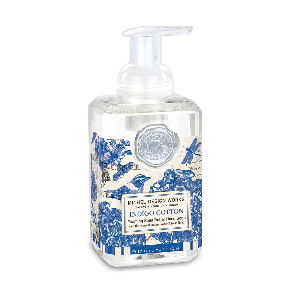 Michel Design Works Foaming Hand Soap Refill - Indigo Cotton Scent | Luxury Hand Wash for Bathroom & Kitchen | Eco-Friendly & Moisturizing Formula