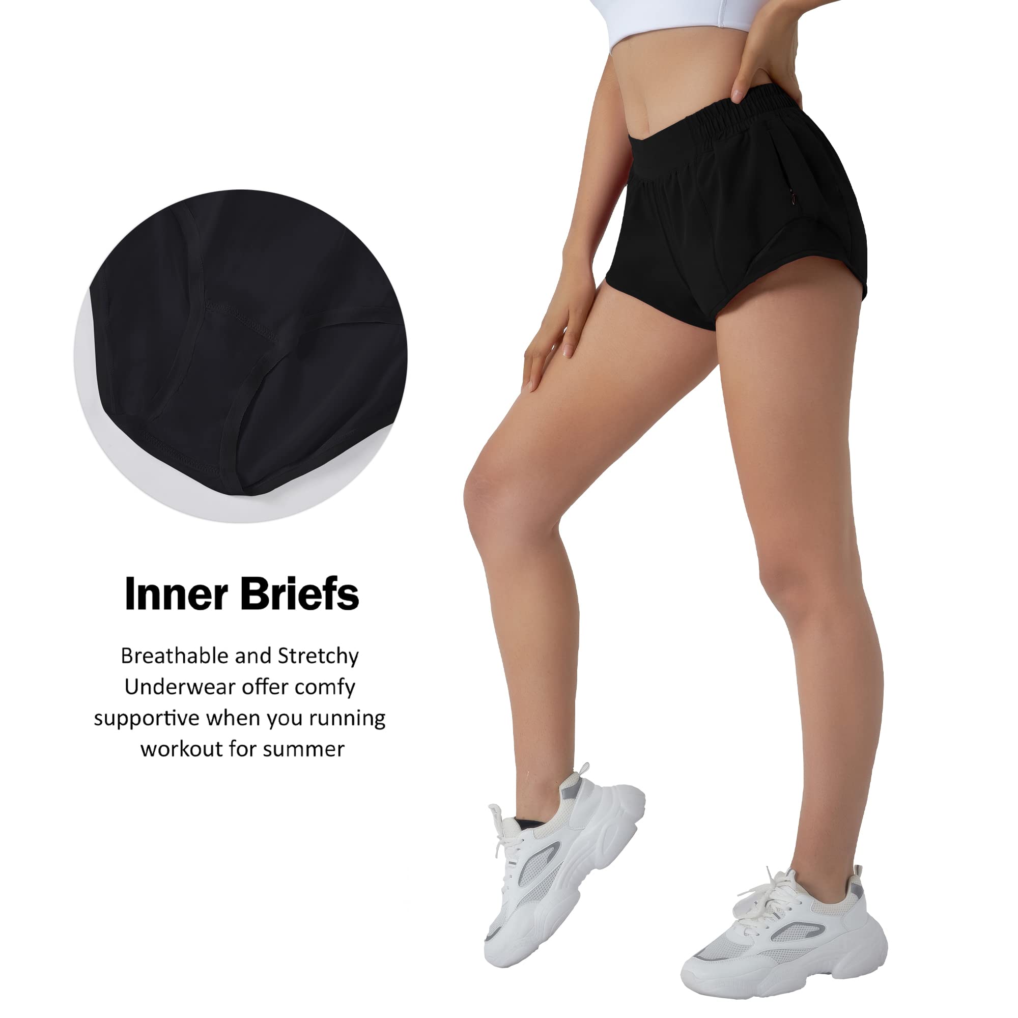 **Aurefin Women's Running Shorts - Quick Dry Athletic Sports Shorts, Lightweight Workout Gym Shorts with Zip Pocket - Perfect for Jogging, Yoga & Fitness Training**