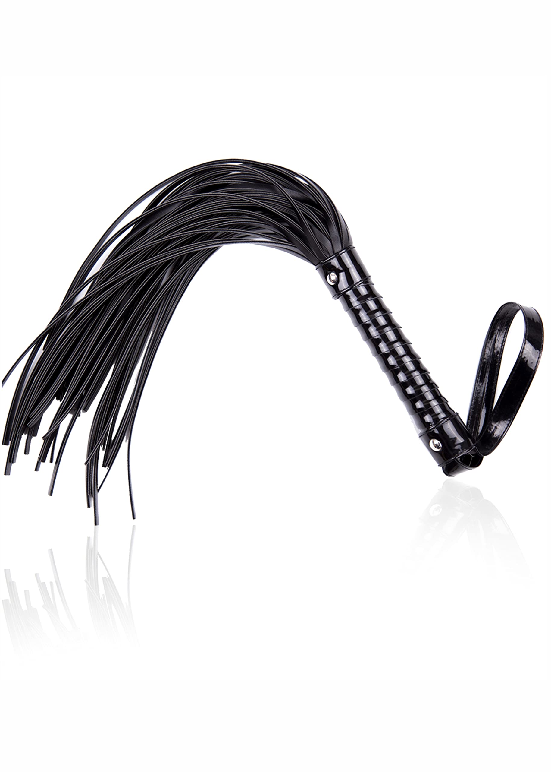 Premium Black Leather BDSM Whip for Adults - 28