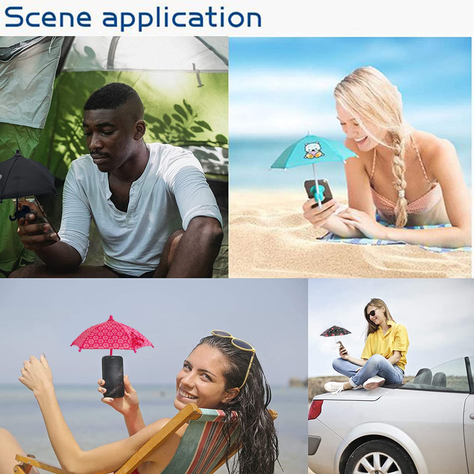 Universal Adjustable Phone Umbrella Sun Shade with Suction Cup Stand - Anti-Glare Screen Protector for Outdoor Smartphone Use at Beach, Pool & Travel