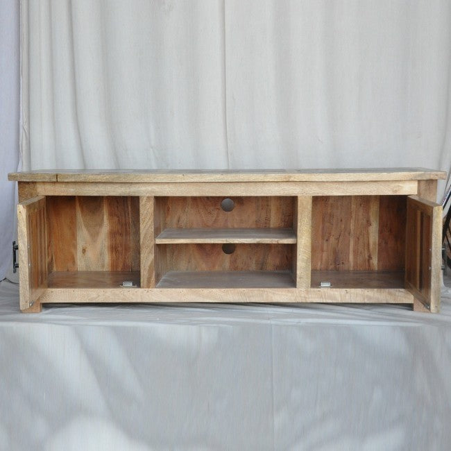 Reclaimed Wood & Mango Wood TV Stand Entertainment Center - 59 Inch Natural Wood Media Console for Living Room, Home Theater & Entertainment Spaces