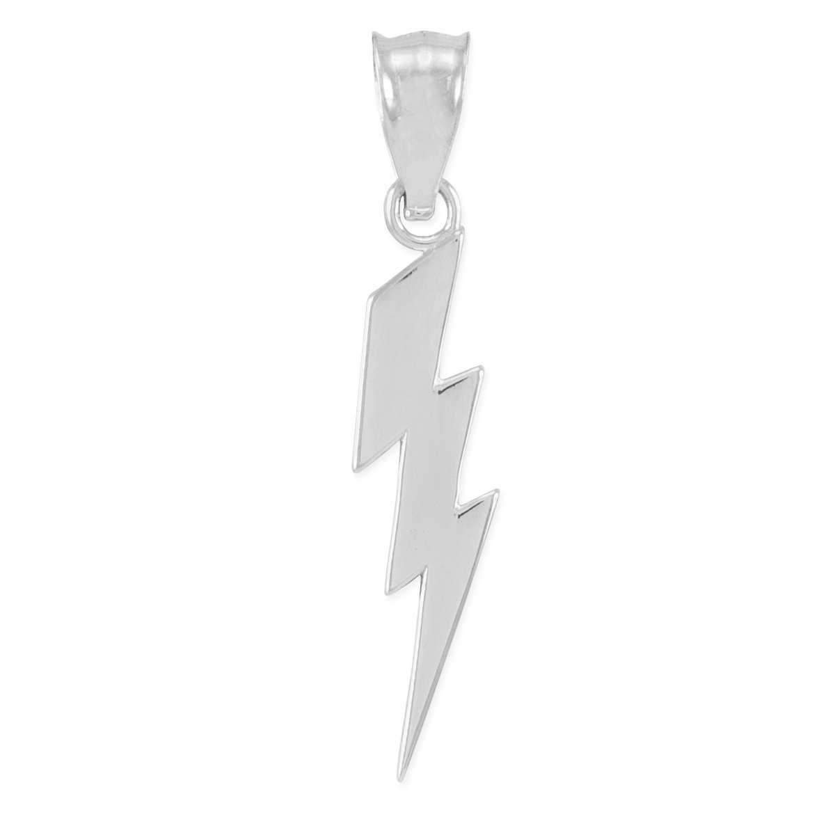 10k White Gold Lightning Bolt Charm Pendant Necklace for Women - Elegant Jewelry Gift for Birthday, Anniversary & Special Occasions