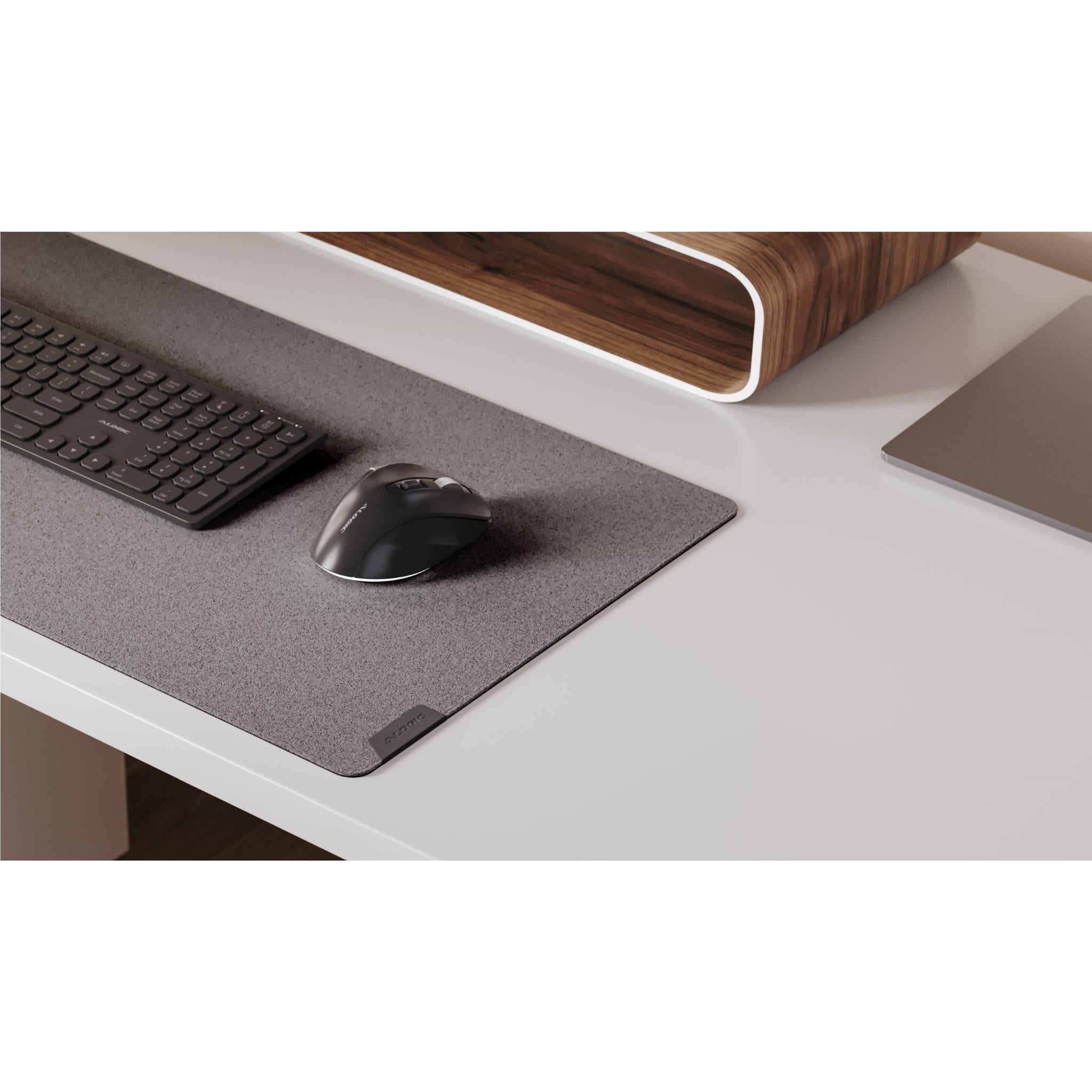 Premium Alogic Duo Reversible Desk Mat - Dark Grey/Black Felt & Vegan Leather - Perfect for Home Office, Gaming & Workspace Protection
