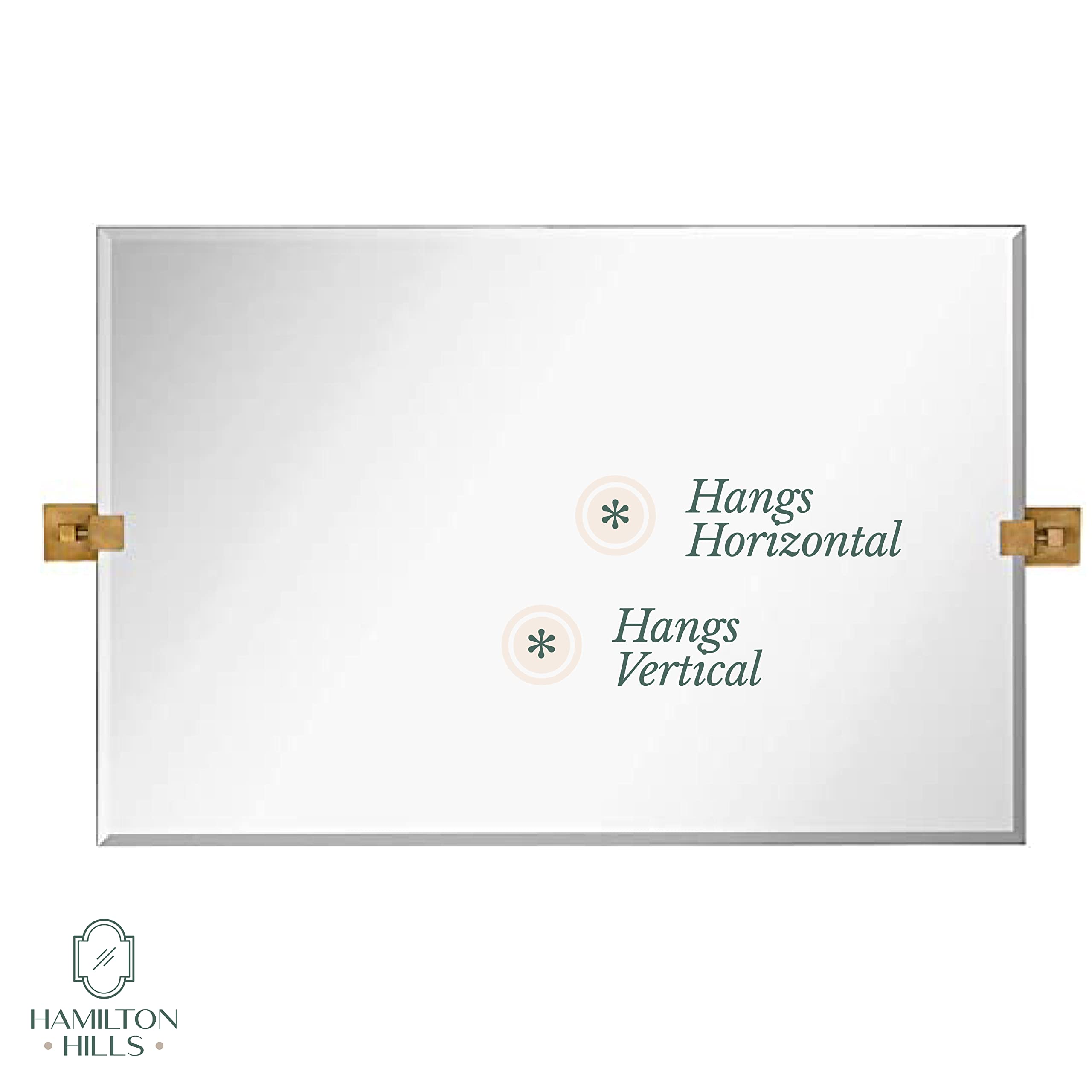 24x36 Inch Pivot Wall Mirror with Brushed Gold Brackets - Frameless Adjustable Bathroom Vanity Mirror for Modern Farmhouse Decor | Perfect for Bedroom, Bathroom & Entryway Makeovers