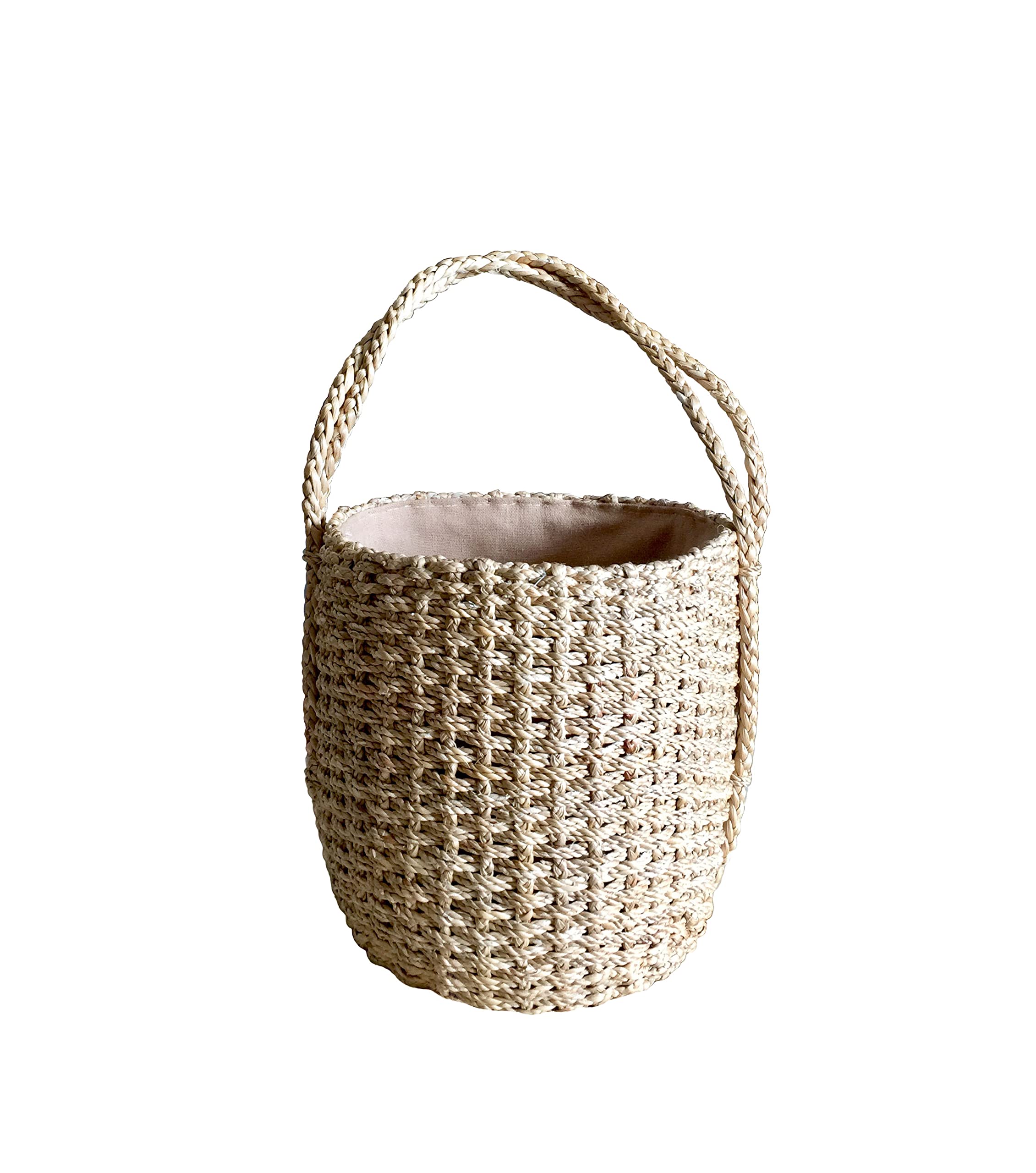 Round Straw Tote Bag - Handwoven Beach Basket with Bucket Design for Women - Perfect for Beach Trips, Picnics, and Summer Outings
