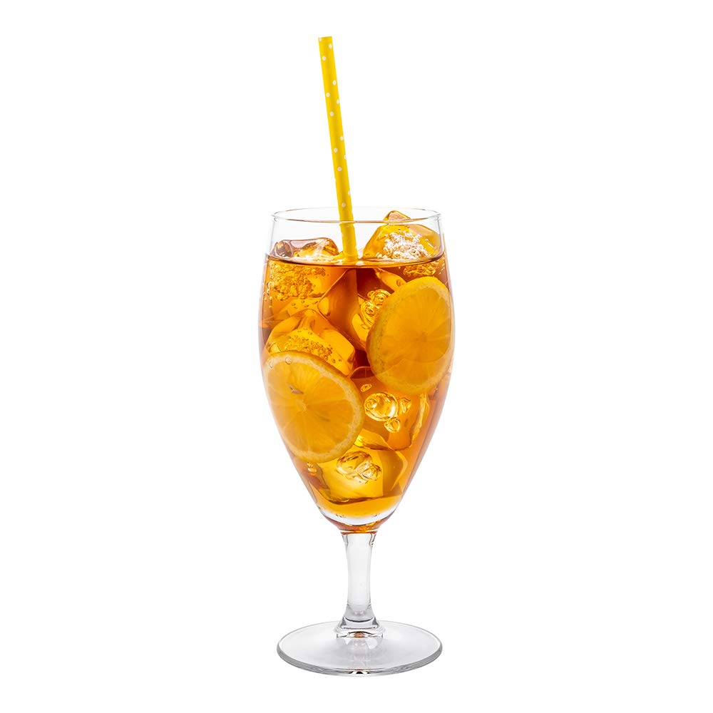 Restaurantware Cascata 16oz Iced Tea Glasses Set of 6 - Clear Tempered Glass Drinking Glasses for Water, Juice & Iced Tea - Chip-Resistant, Dishwasher Safe - Perfect for Restaurants, Cafes & Home Entertaining