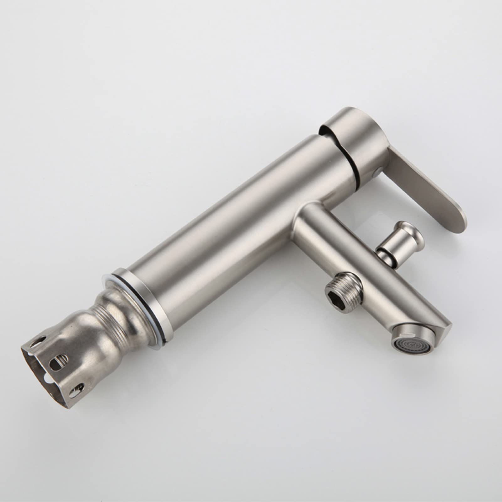 304 Stainless Steel Brushed Single Hole Bathroom Faucet with Handheld Shower Head - Single Handle Hot and Cold Mixer Tap for Bathroom Sink - Perfect for Modern Home, Apartment, and Hotel Renovations