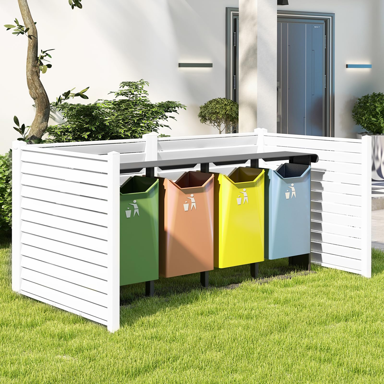 Happygrill 2-Panel PVC Vinyl Air Conditioner Fence - 44