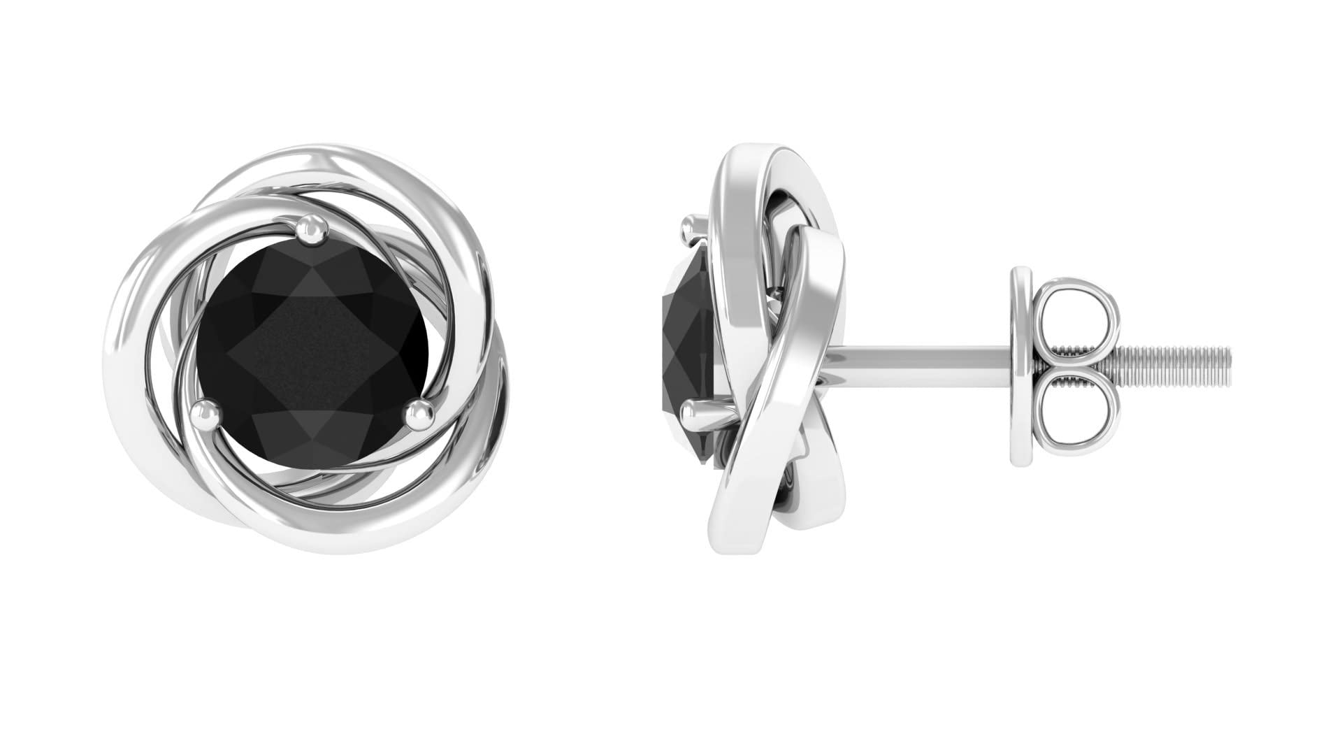 Genuine Black Spinel Stud Earrings for Women - 14K Solid Gold August Birthstone Jewelry (Solitaire & Swirl Designs) - Perfect for Gifts, Birthdays & Everyday Elegance