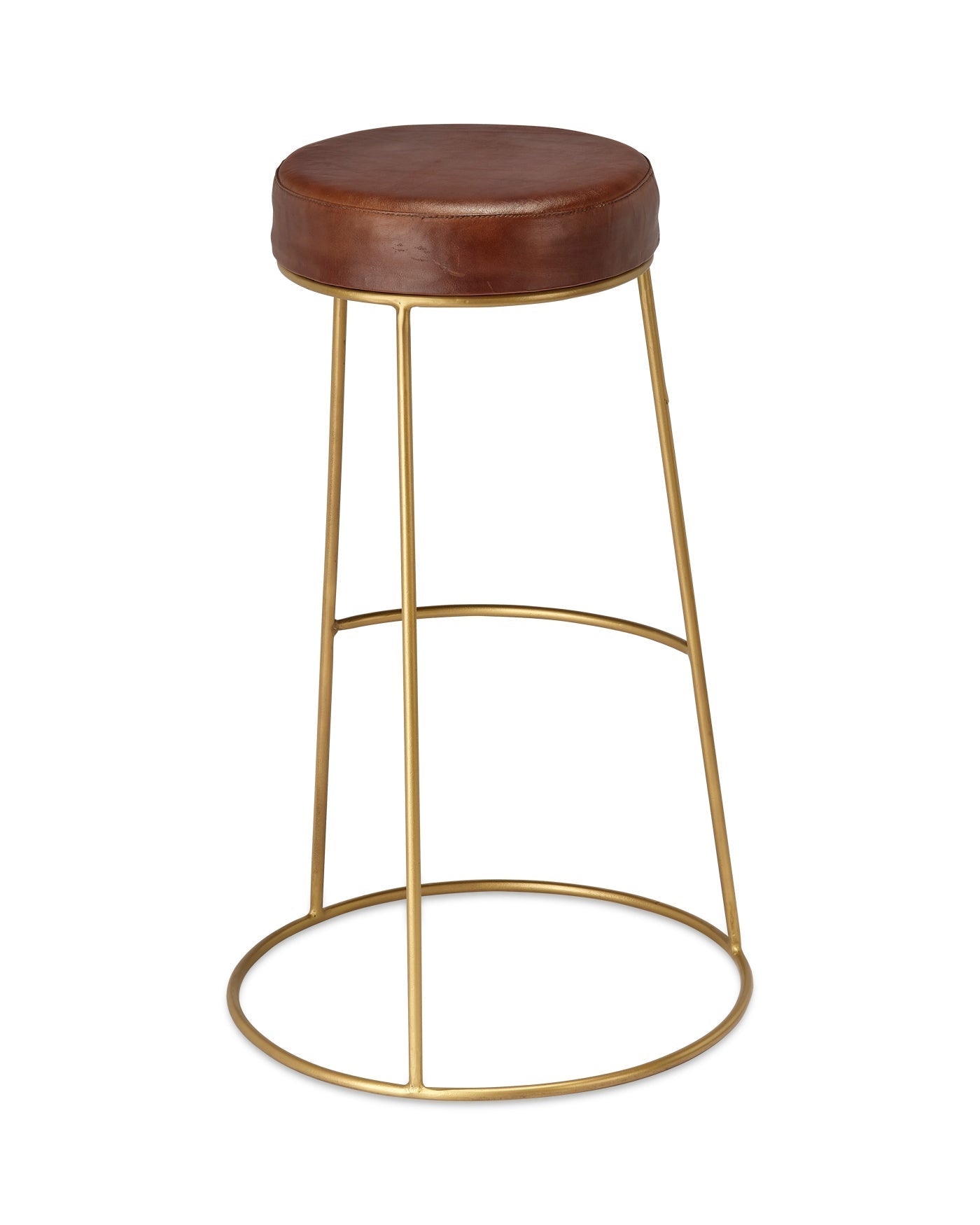 Henry Round Leather Bar Stool - Modern PU Leather Counter Height Stool with Chrome Base - Perfect for Kitchen Island, Breakfast Nook & Home Bar Decor