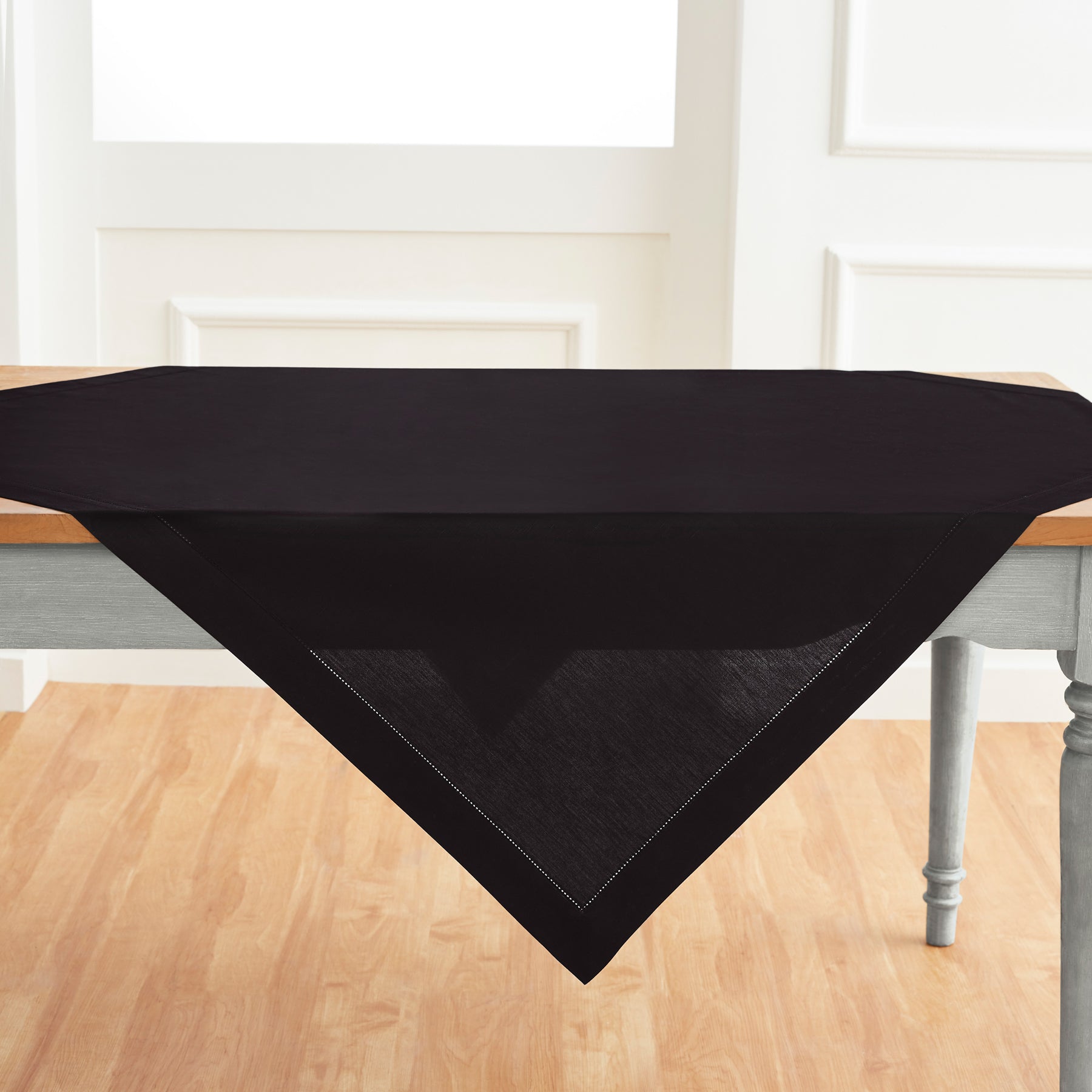 Premium Cotton Linen Hemstitch Table Throw - Elegant Decorative Table Runner for Dining Room, Wedding, Party & Home Decor