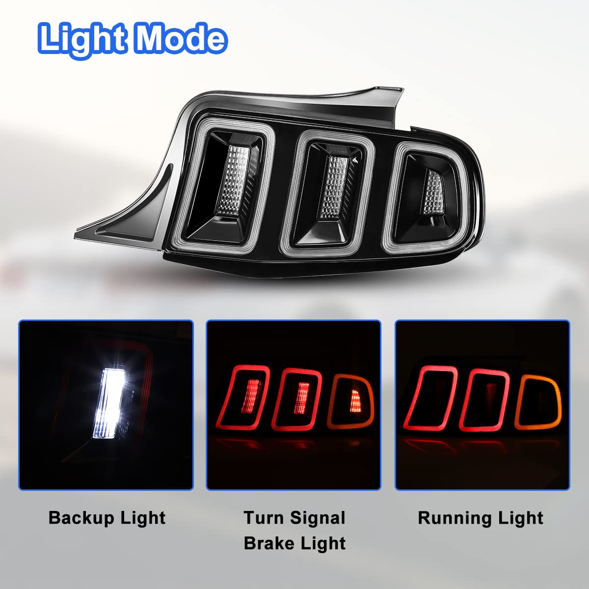 ROXX Full LED Tail Lights Assembly for 2010-2014 Ford Mustang - Red Sequential Turn Signals, DRL & Reverse Lights - Driver & Passenger Side Replacement - Perfect for Night Driving & Car Customization