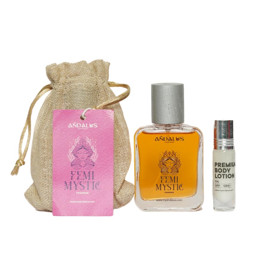 Andalus Fragrances Femi Mystic Perfume & Lotion Set for Women - 50ml Eau de Parfum with Natural Ingredients, Long-Lasting Floral Scent | Perfect for Daily Wear, Date Nights & Special Occasions