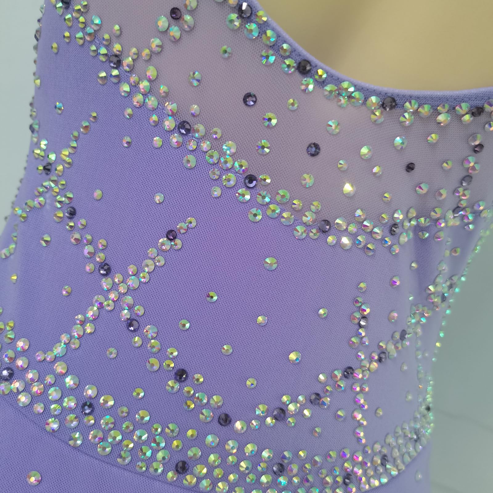 Elegant Purple Gauze Figure Skating Dress - Sleeveless Sparkly Competition Costume for Girls | Perfect for Ice Skating Performances & Dance Recitals