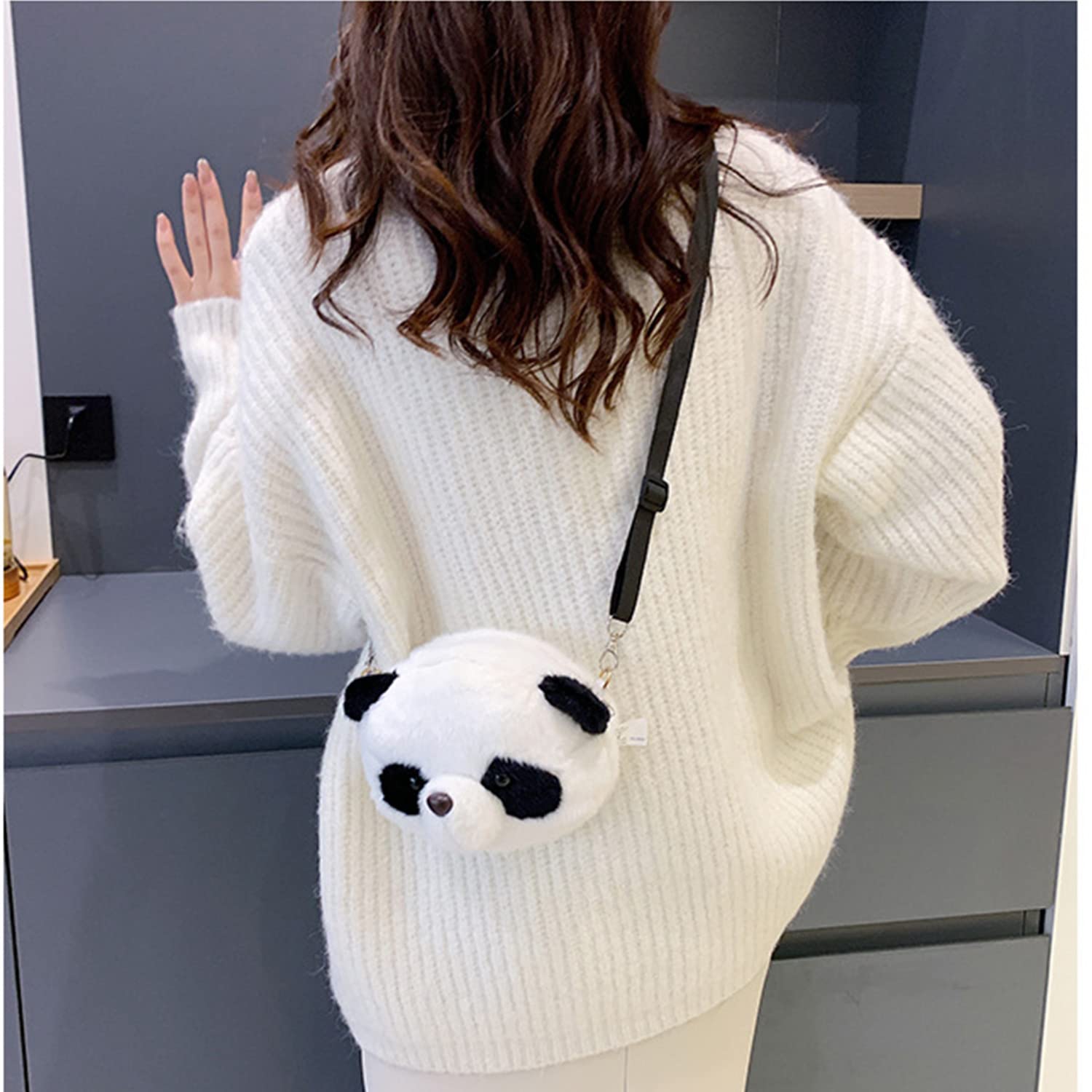 Cute Panda Plush Messenger Bag for Women & Girls - Soft Crossbody Shoulder Purse for School, Travel & Everyday Use