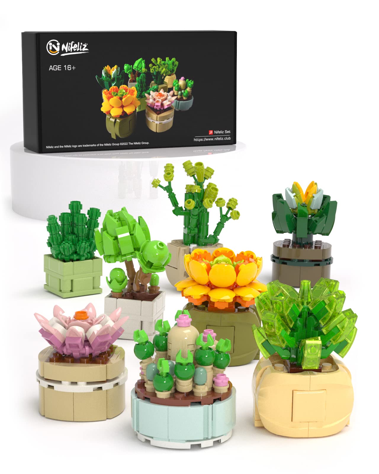 Nifeliz Succulents Plant Decor Building Kit - 612 PCS Creative DIY Succulent Display Set for Adults - Unique Flower Arrangement & Home Office Decoration Ideas - Perfect Gift for Plant Lovers & Home Decor Enthusiasts