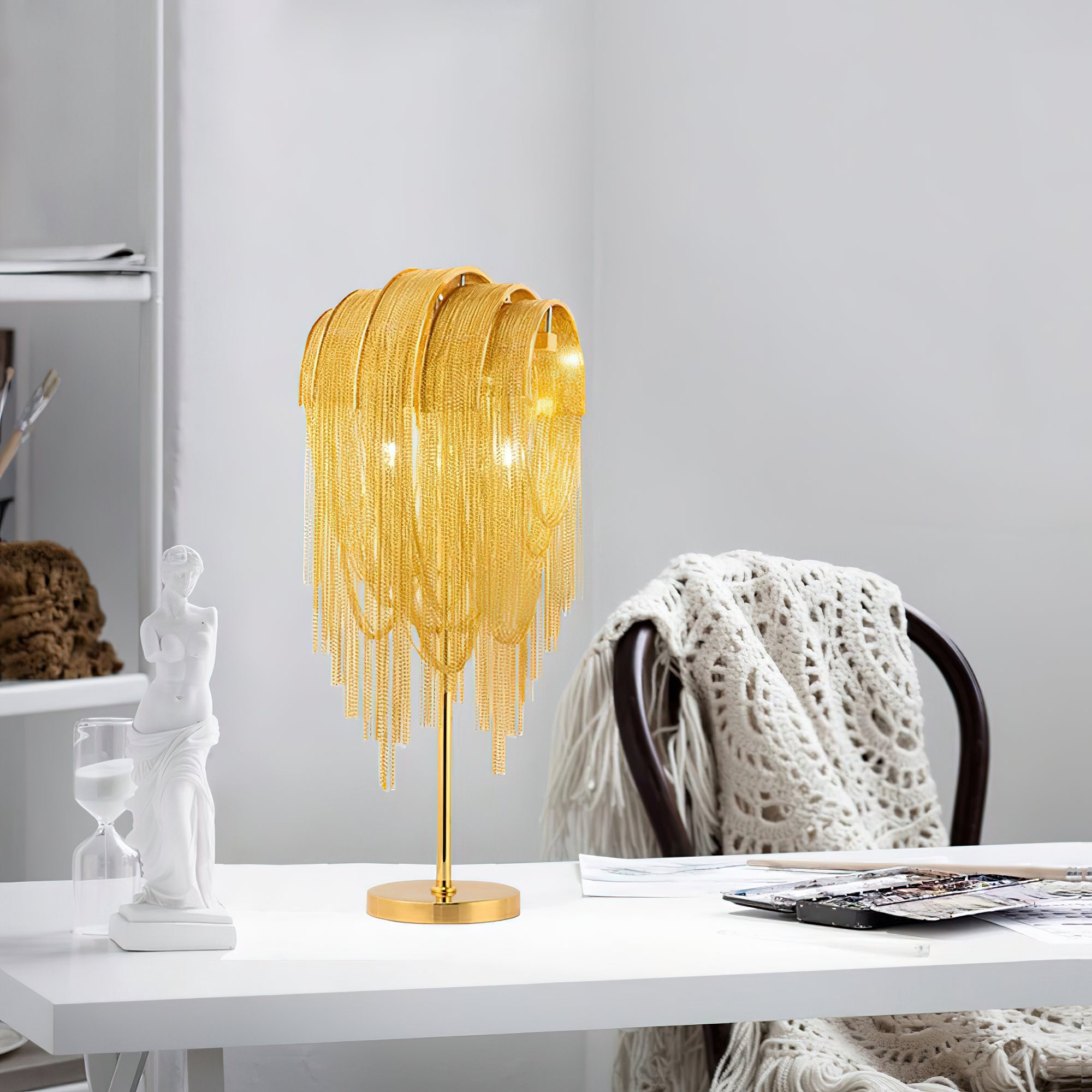 Elegant Tassel Table Lamp - Modern Home Decor for Bedroom, Living Room & Office - Soft Ambient Lighting for Relaxation & Reading