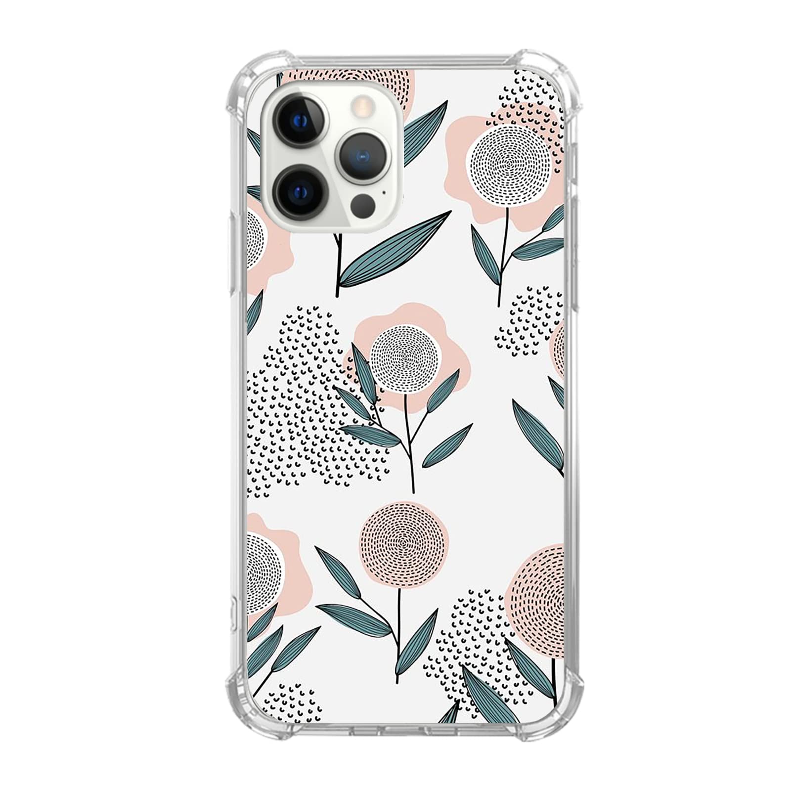 Boho Floral iPhone 12 Pro Max Case - Trendy Abstract Plant Design TPU Bumper Cover for Women & Men | Perfect for Everyday Use, Travel, and Gift Giving