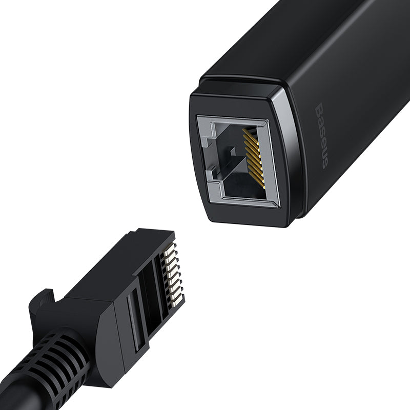 Baseus Lite Series USB A to RJ45 LAN Ethernet Adapter - 1000 Mbps High-Speed Internet Connection, Black - Perfect for Laptops, Gaming & Home Office Networking