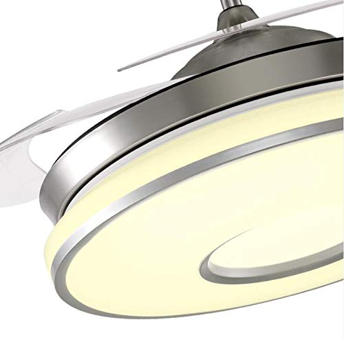 42 Inch Modern Ceiling Fan with LED Light and Remote - 3 Color Changing Lights, 3 Speed Settings, Retractable Blades, Silent Motor - Invisible Fan Chandelier for Living Room, Dining Room, Bedroom (Style 2) | Perfect for Home Cooling and Stylish Lighting